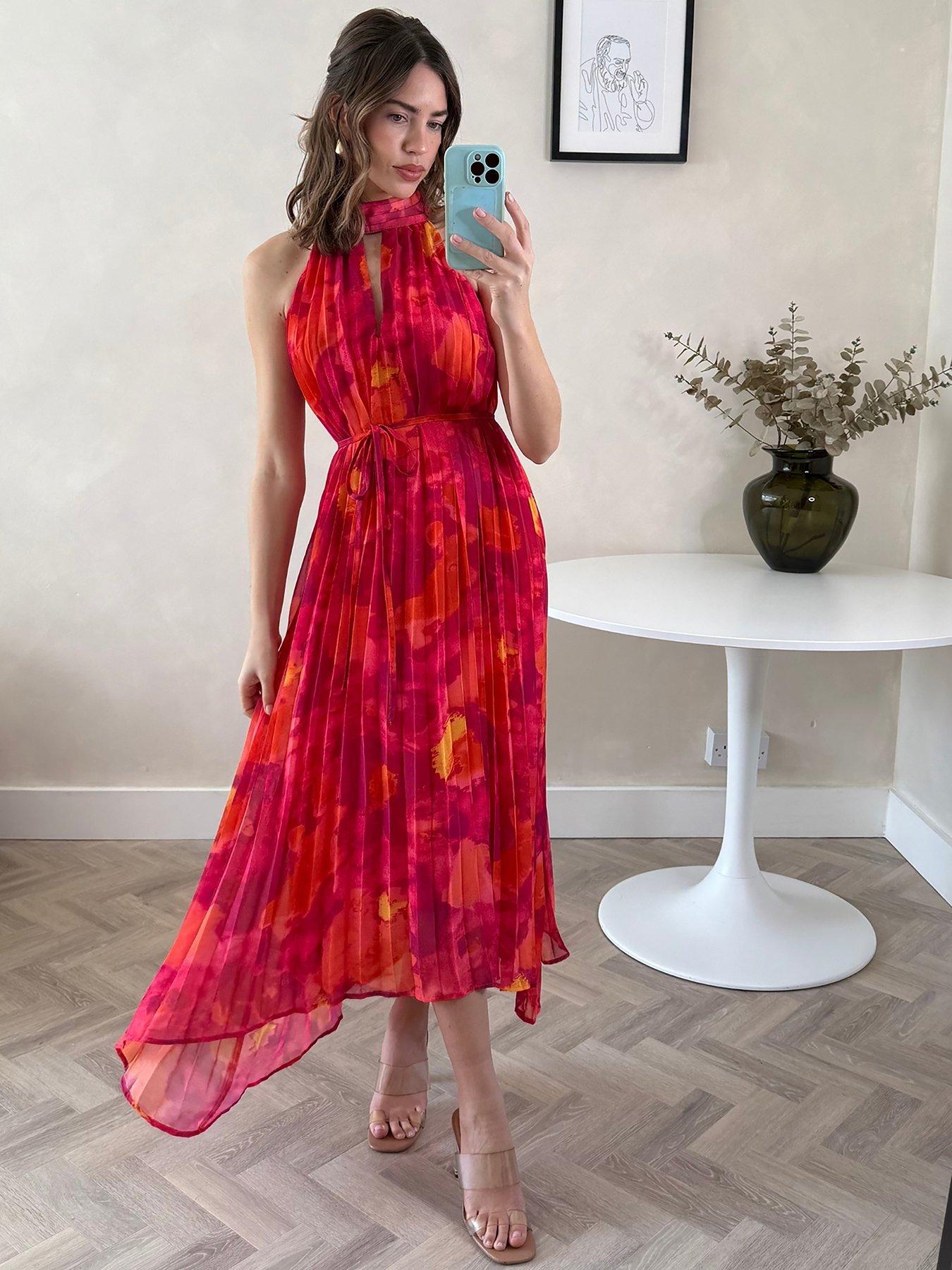 style-cheat-halter-neck-pleated-trapeze-dress-pink