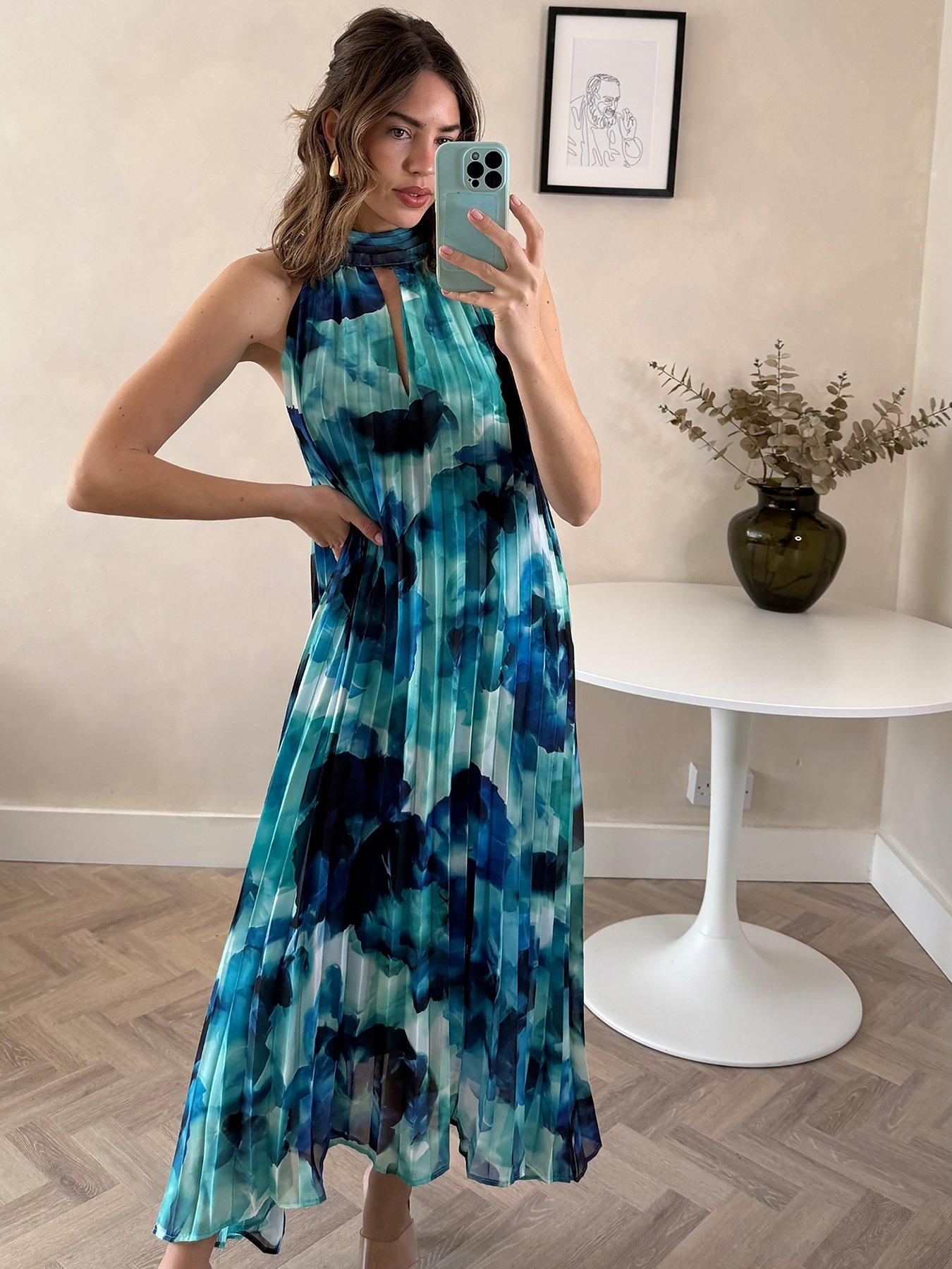 style-cheat-halter-neck-pleated-trapeze-dress-blue