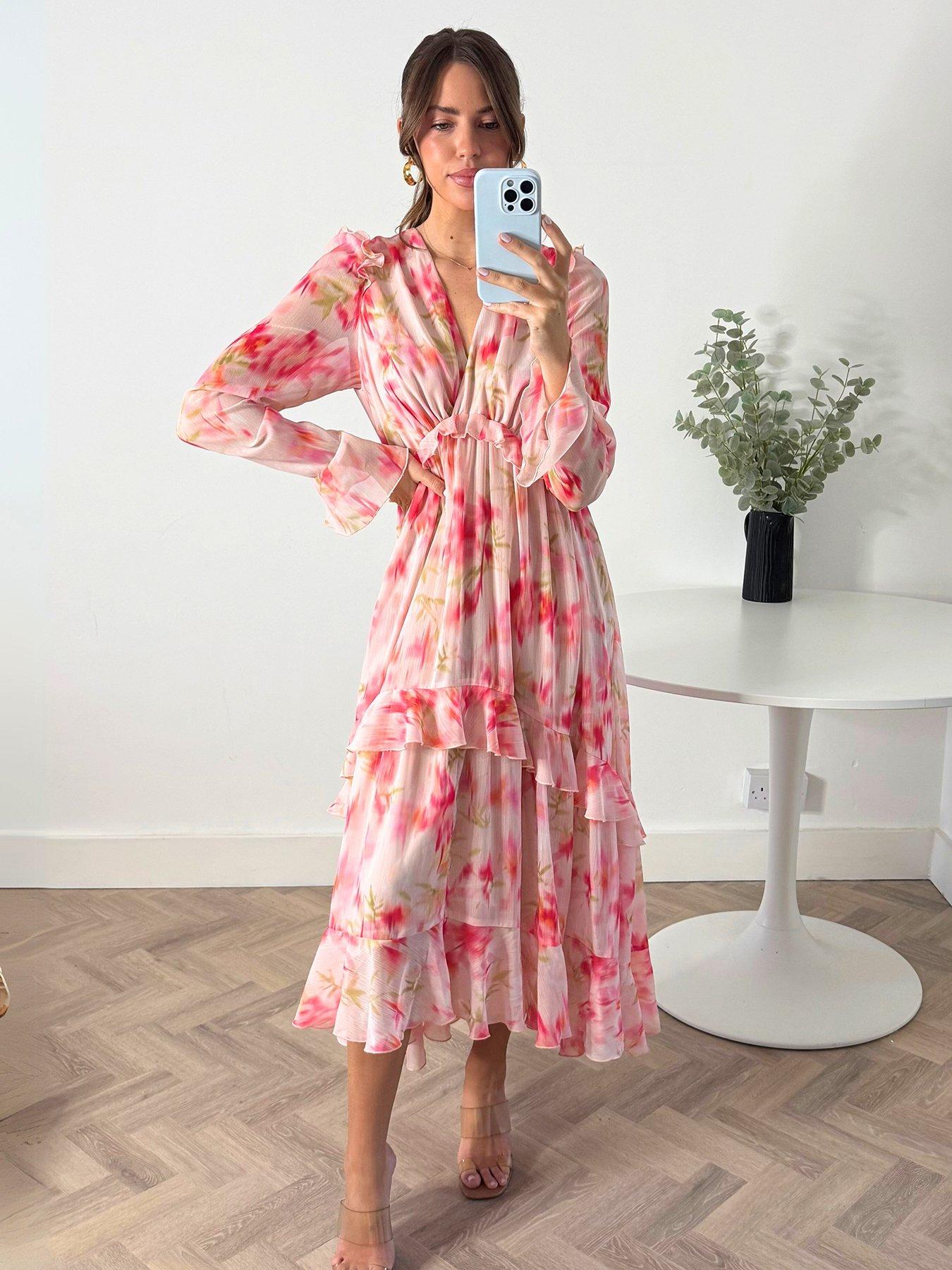 Style Cheat Birdie Long Sleeve Midi Dress - Pink