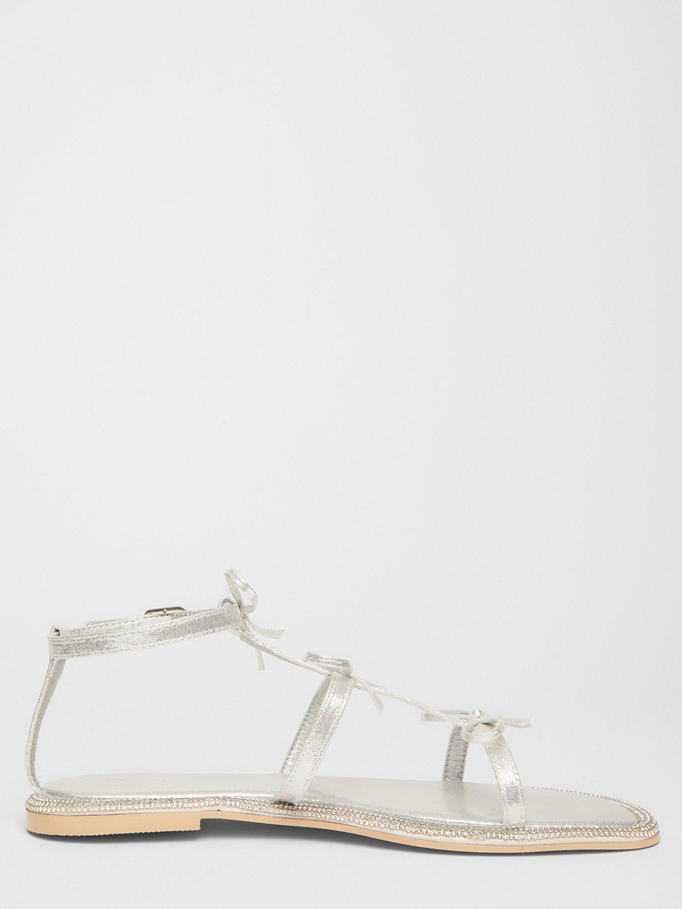  image of quiz-silver-diamante-flat-sandals