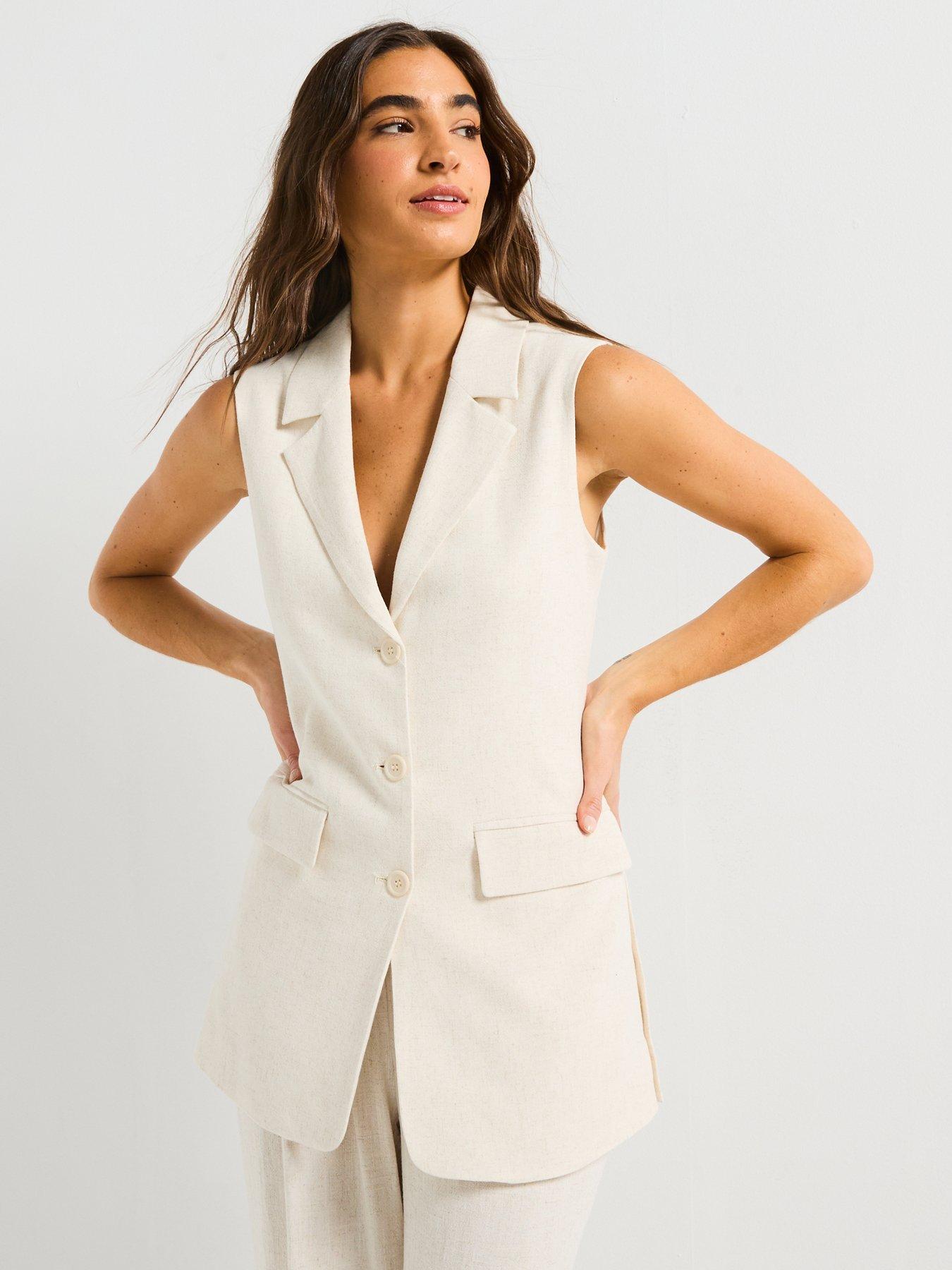 style-cheat-claire-sleeveless-linen-blazer-cream