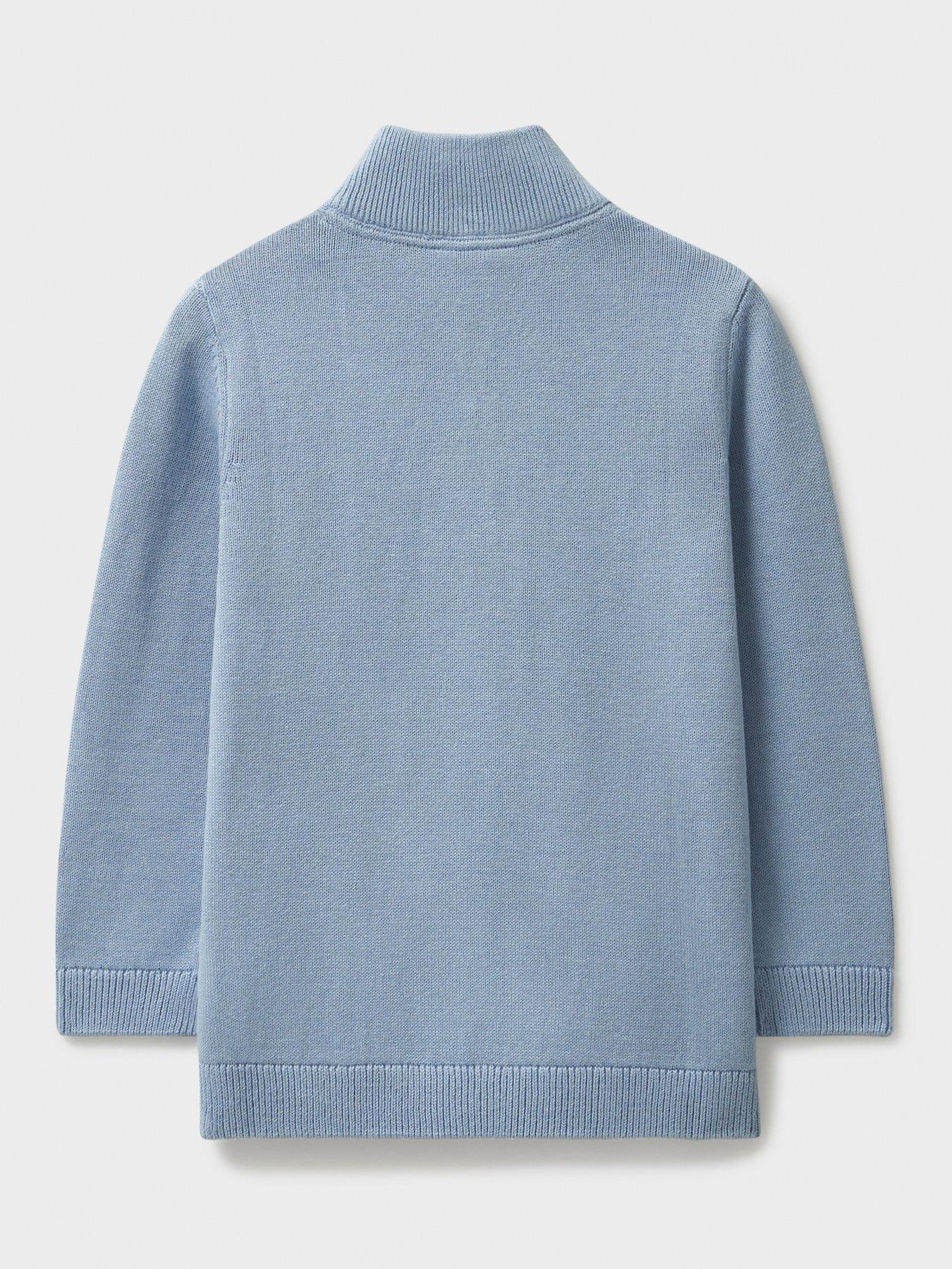  image of crew-clothing-boys-half-zip-knit-sweatshirt-blue