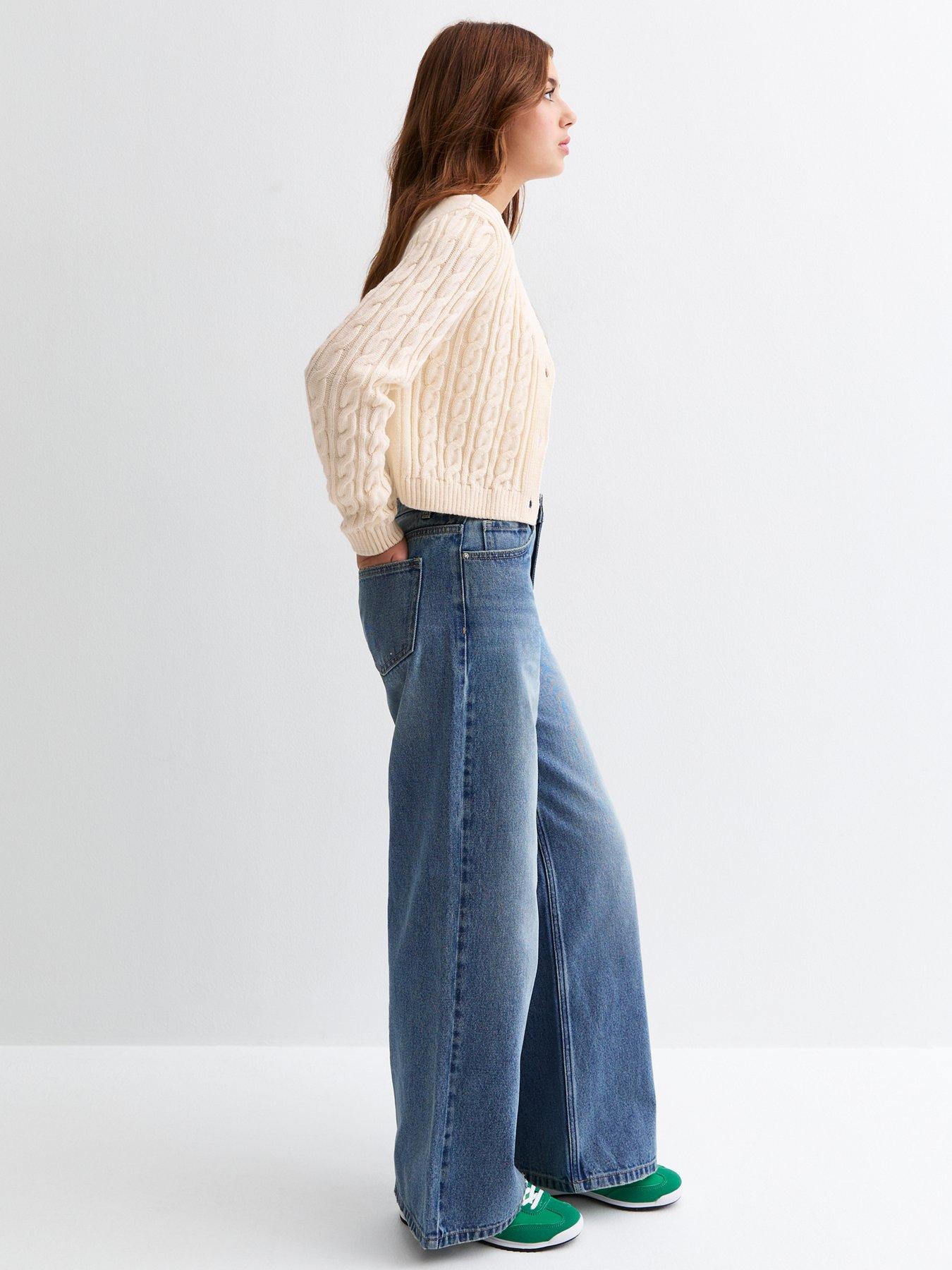  image of new-look-915-girls-cream-cable-knit-crop-cardigan