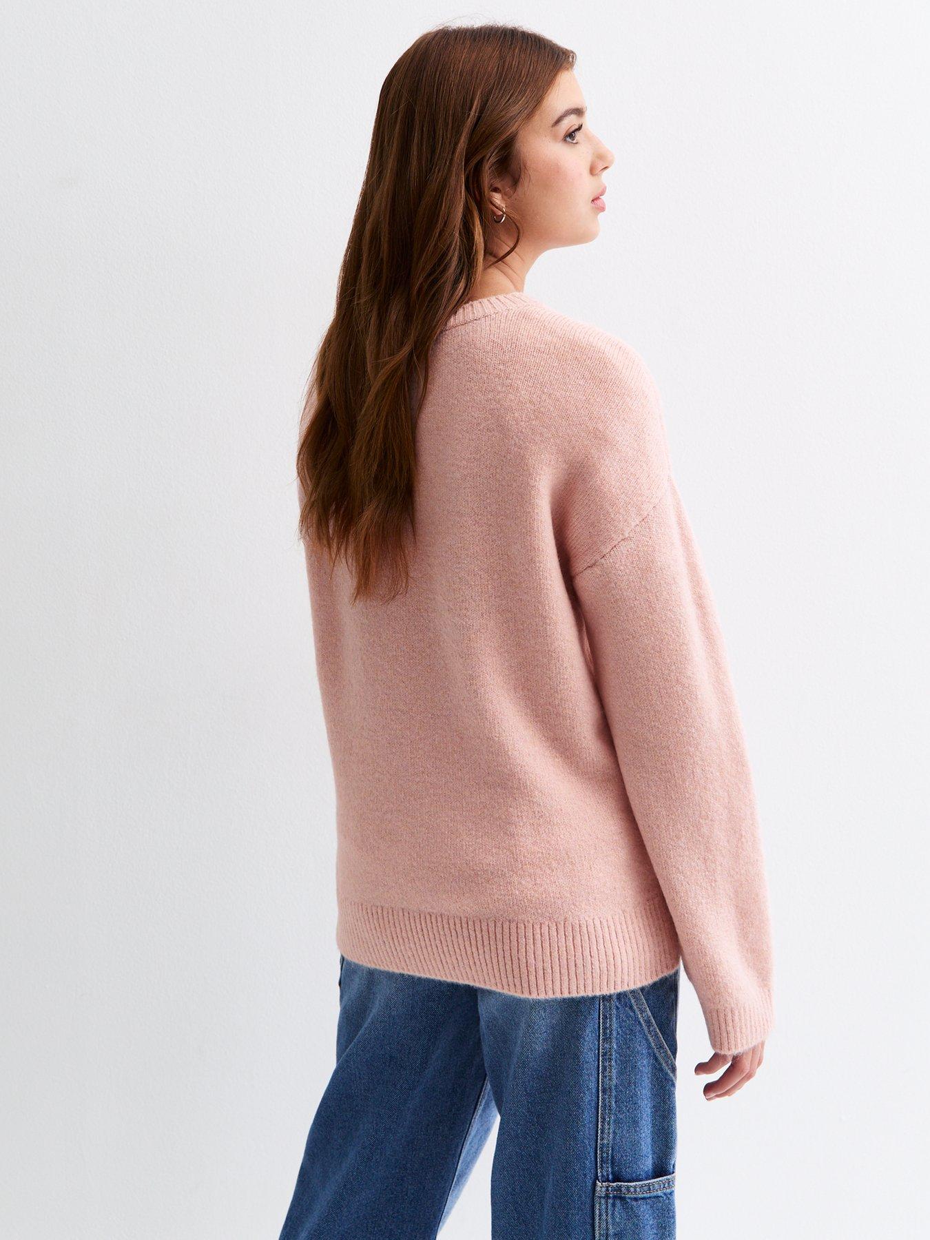  image of new-look-915-girls-pink-oversized-jumper