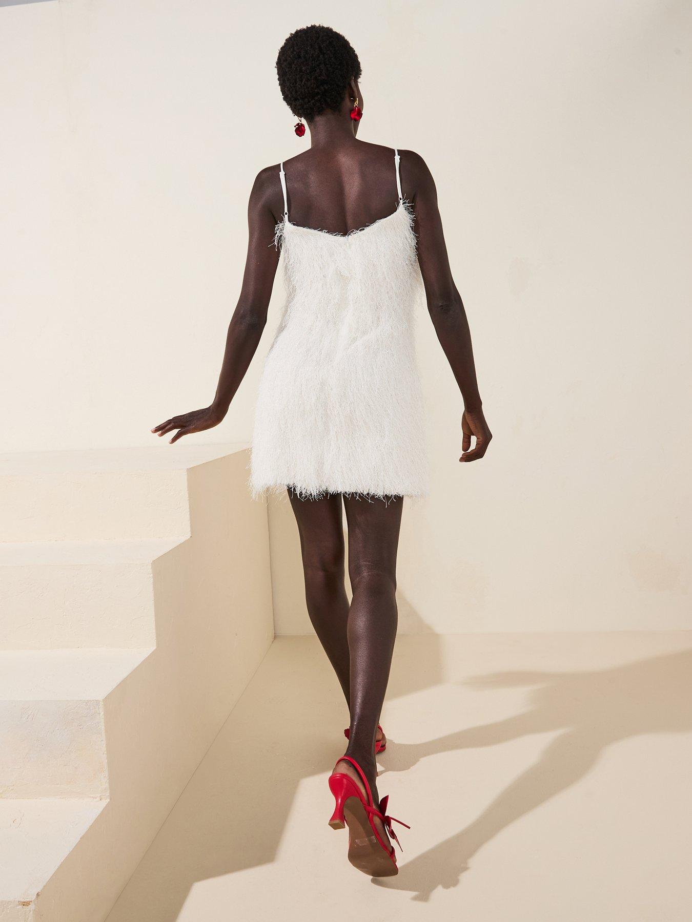 stillFront image of v-by-very-fringed-mini-dress-cream
