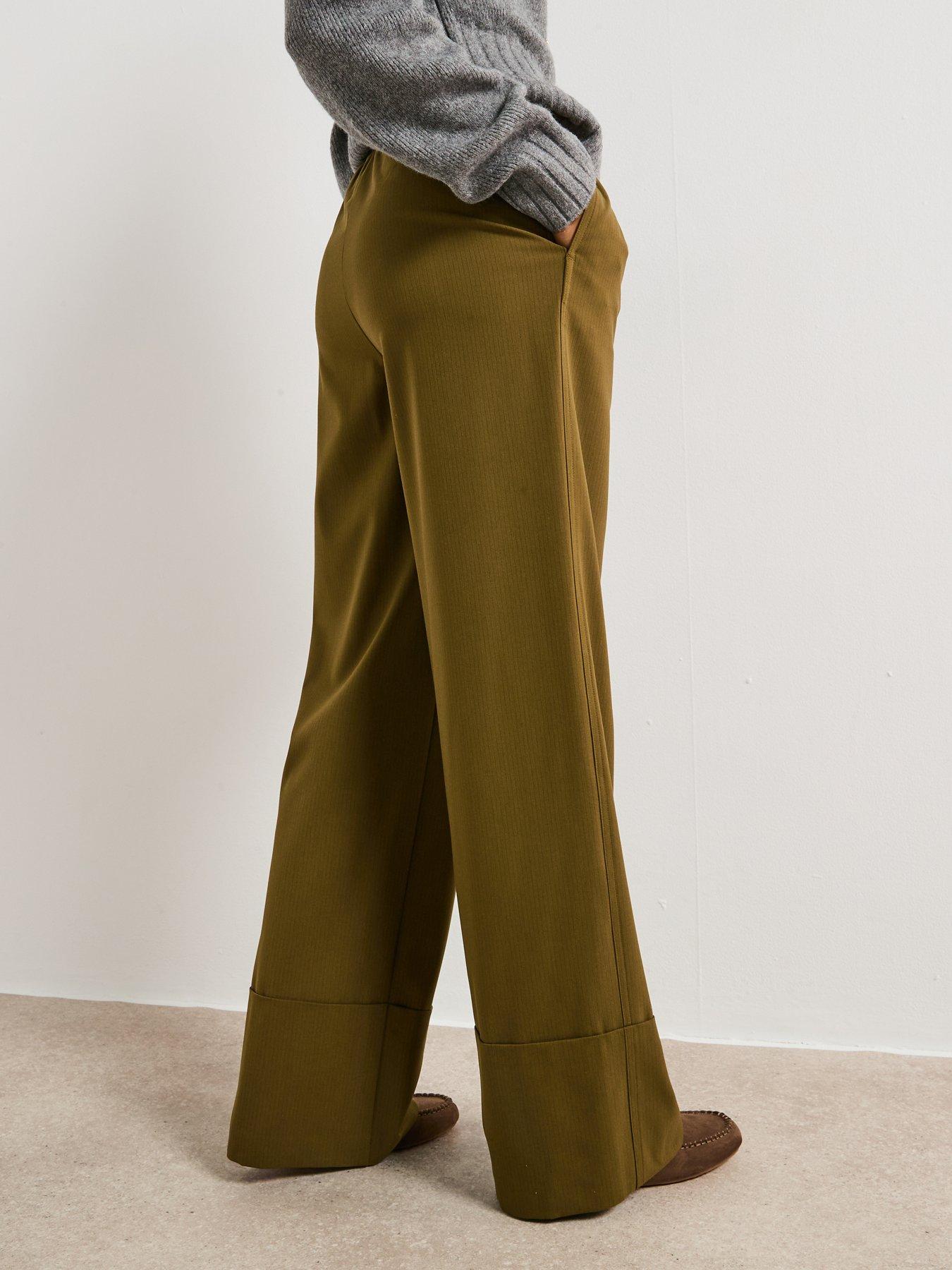 Image 2 of 6 of V by Very Skinny Waistband Wide Leg Trouser - Green