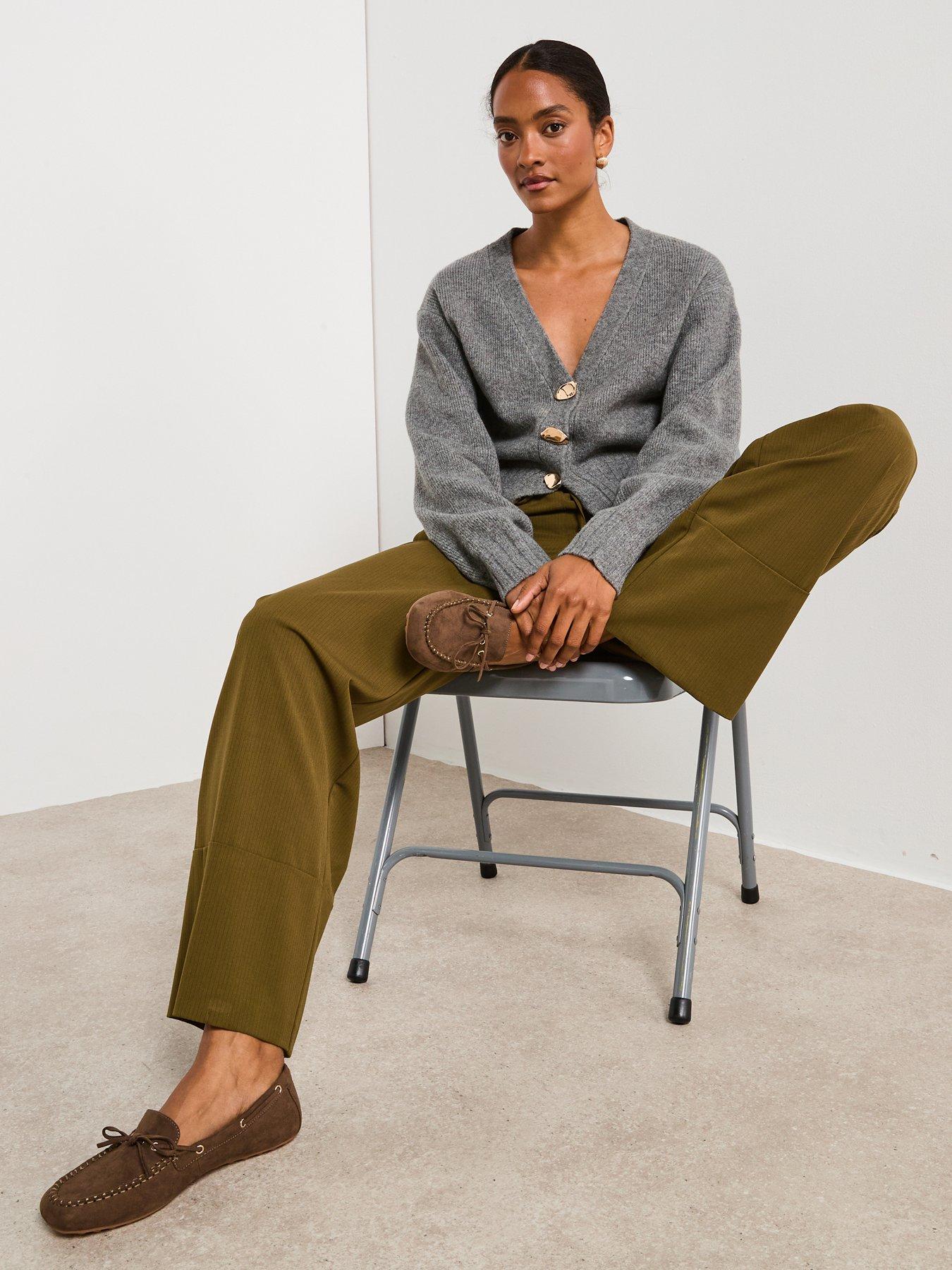 Image 6 of 6 of V by Very Skinny Waistband Wide Leg Trouser - Green