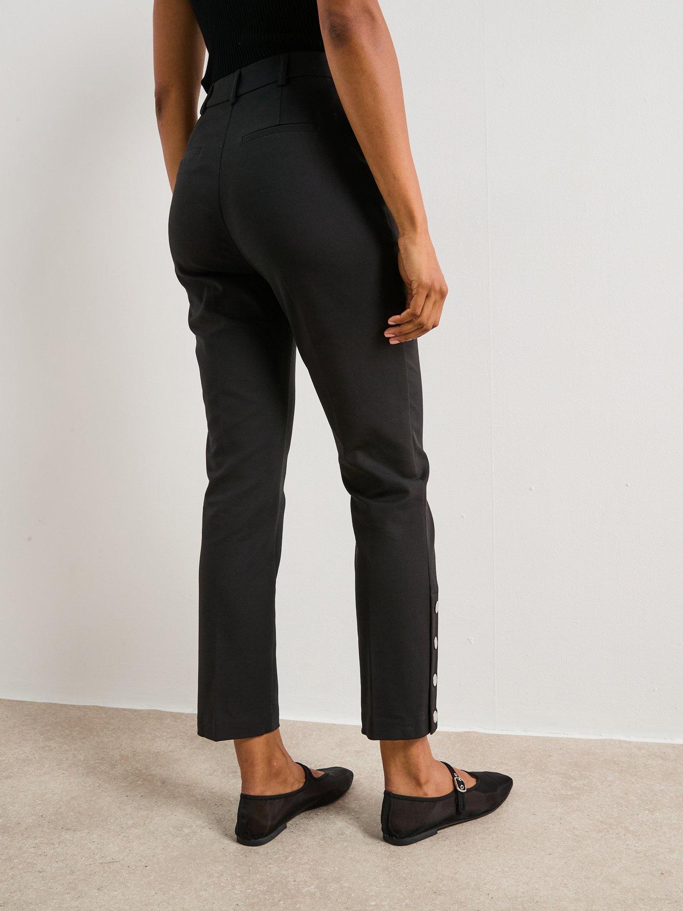stillFront image of the-very-collection-button-cuff-trouser-black