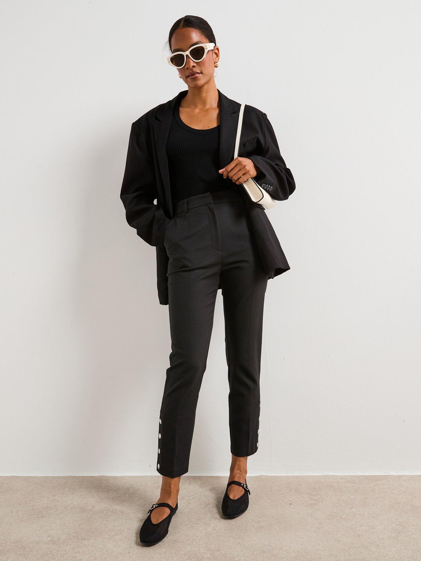  image of the-very-collection-button-cuff-trouser-black