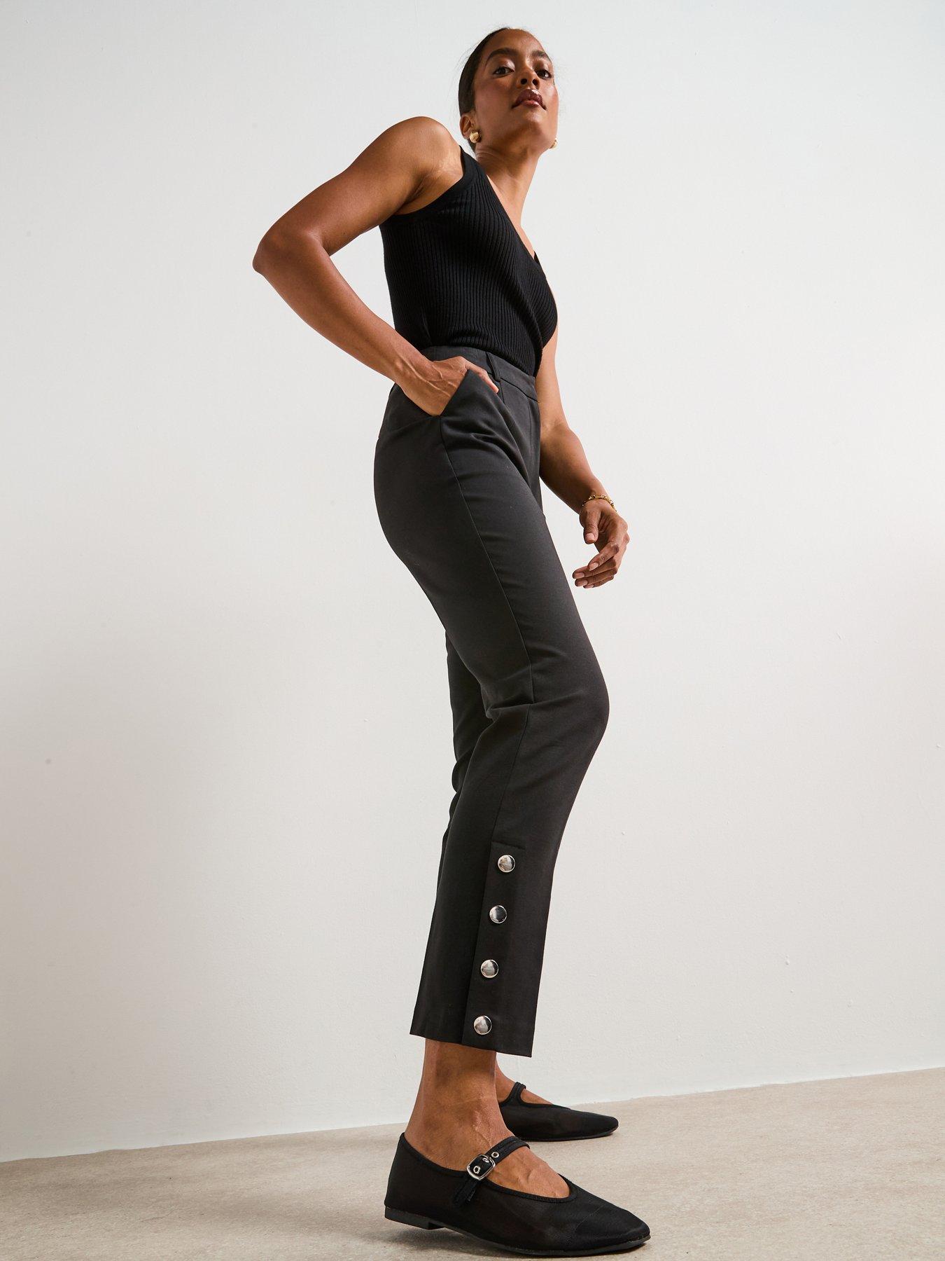  image of the-very-collection-button-cuff-trouser-black