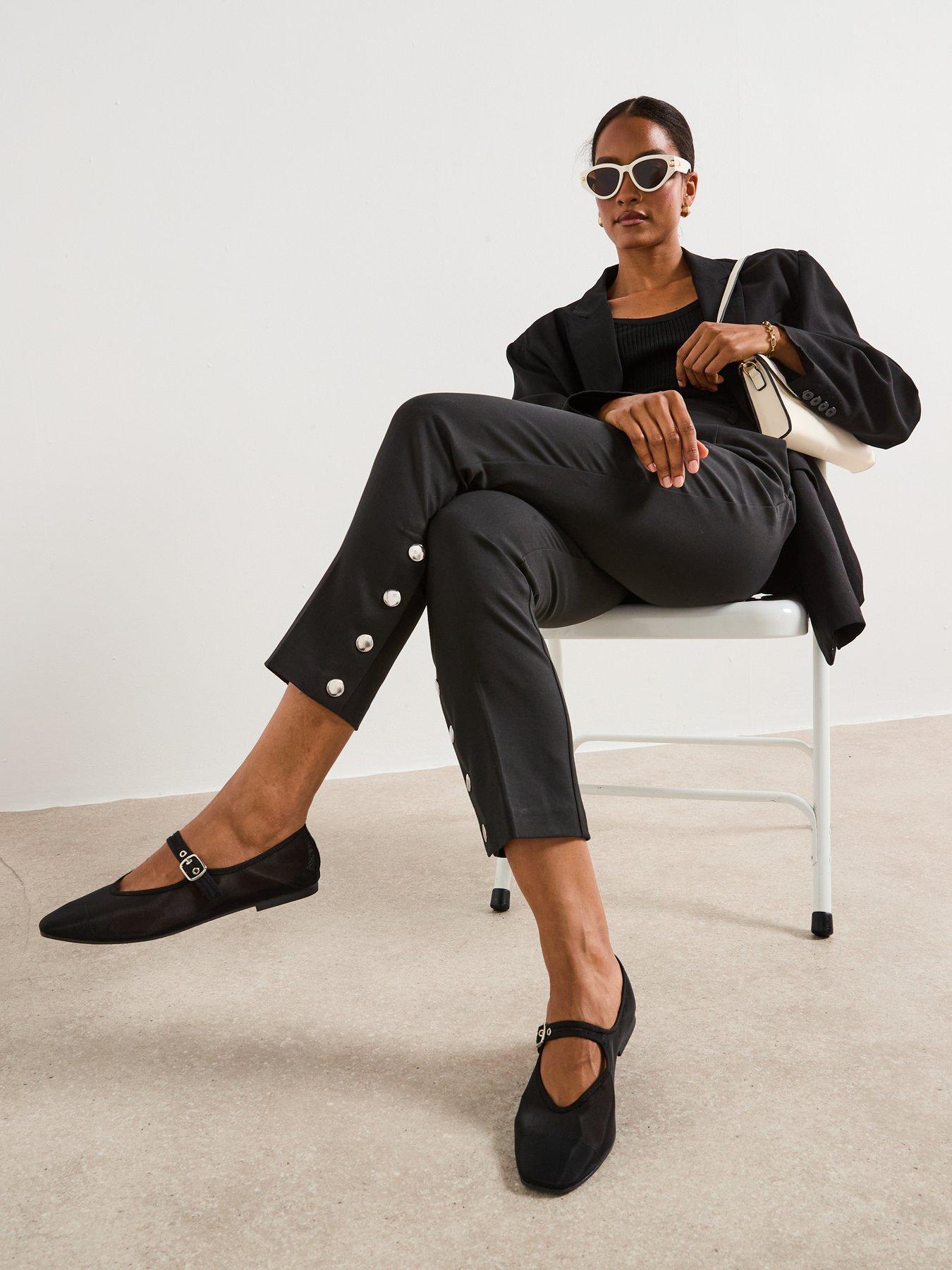  image of the-very-collection-button-cuff-trouser-black