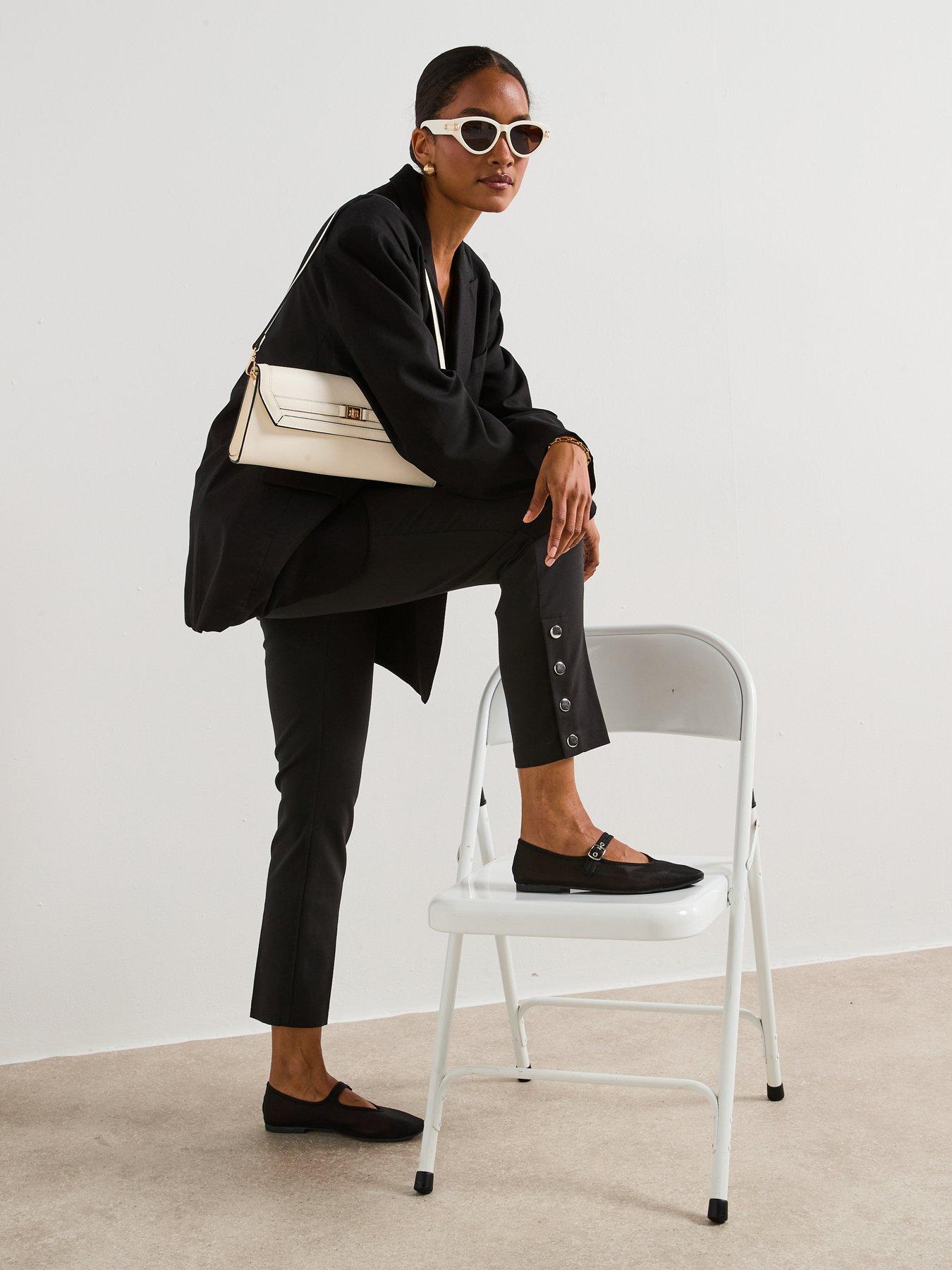  image of the-very-collection-button-cuff-trouser-black