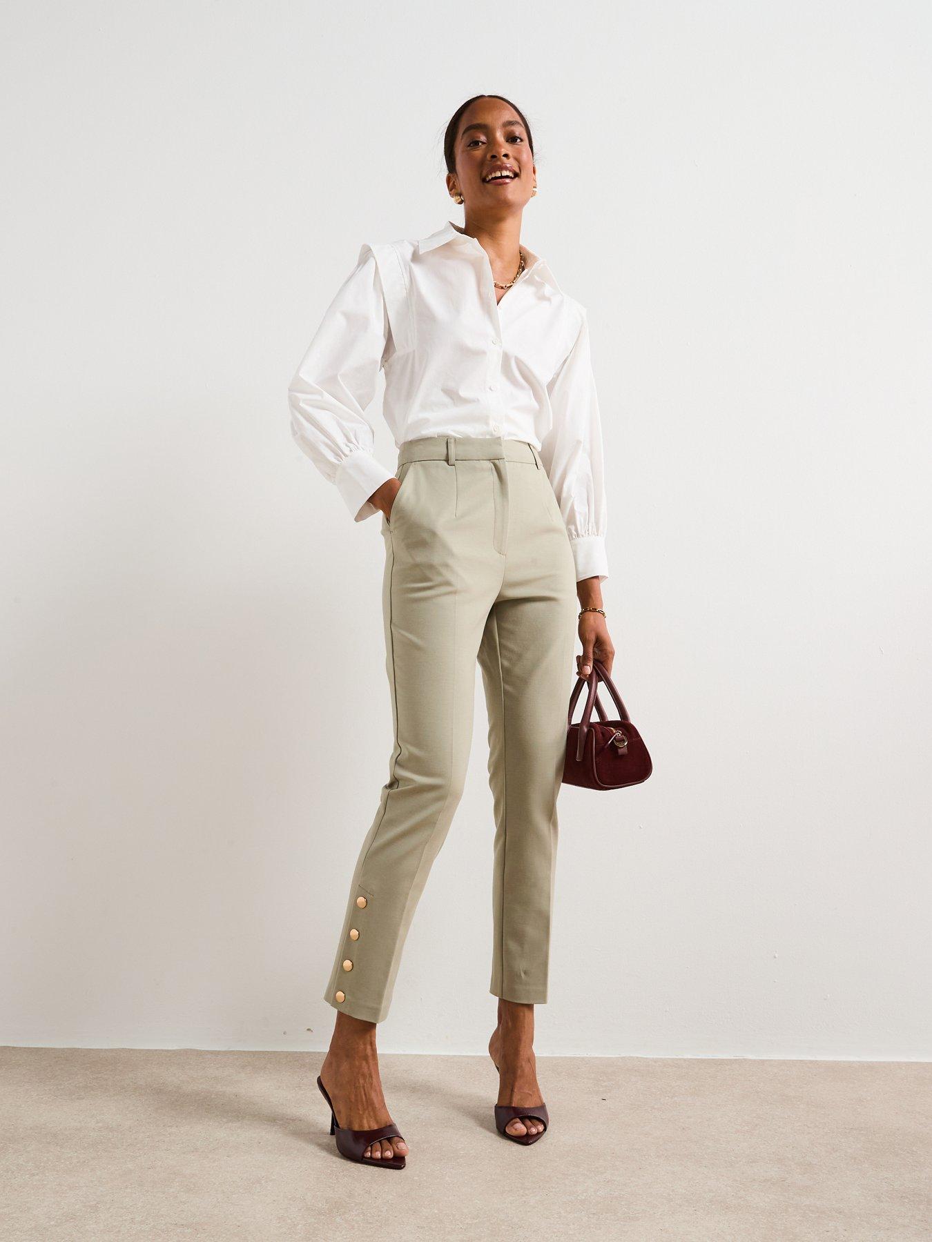  image of the-very-collection-button-cuff-trousers-green