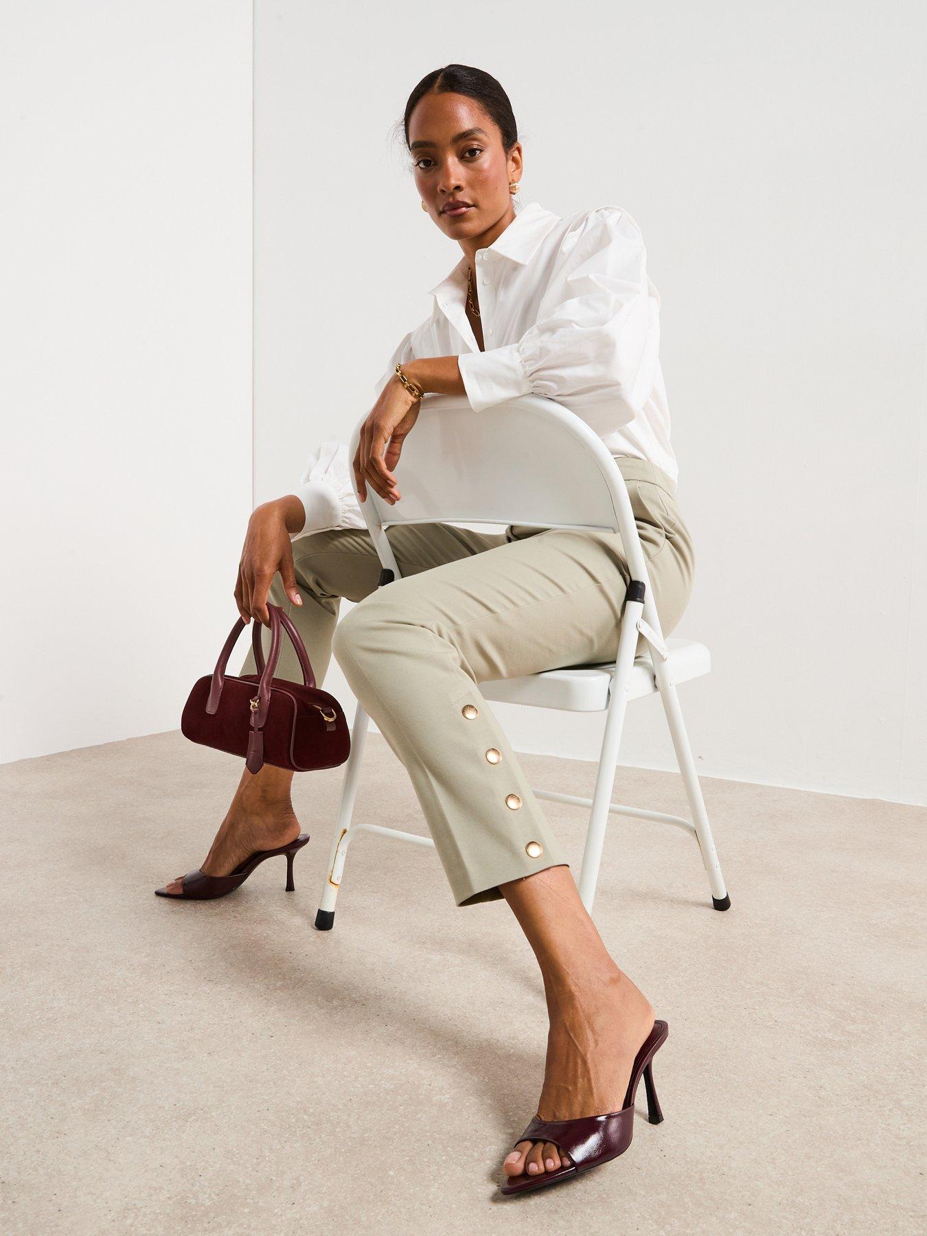  image of the-very-collection-button-cuff-trousers-green