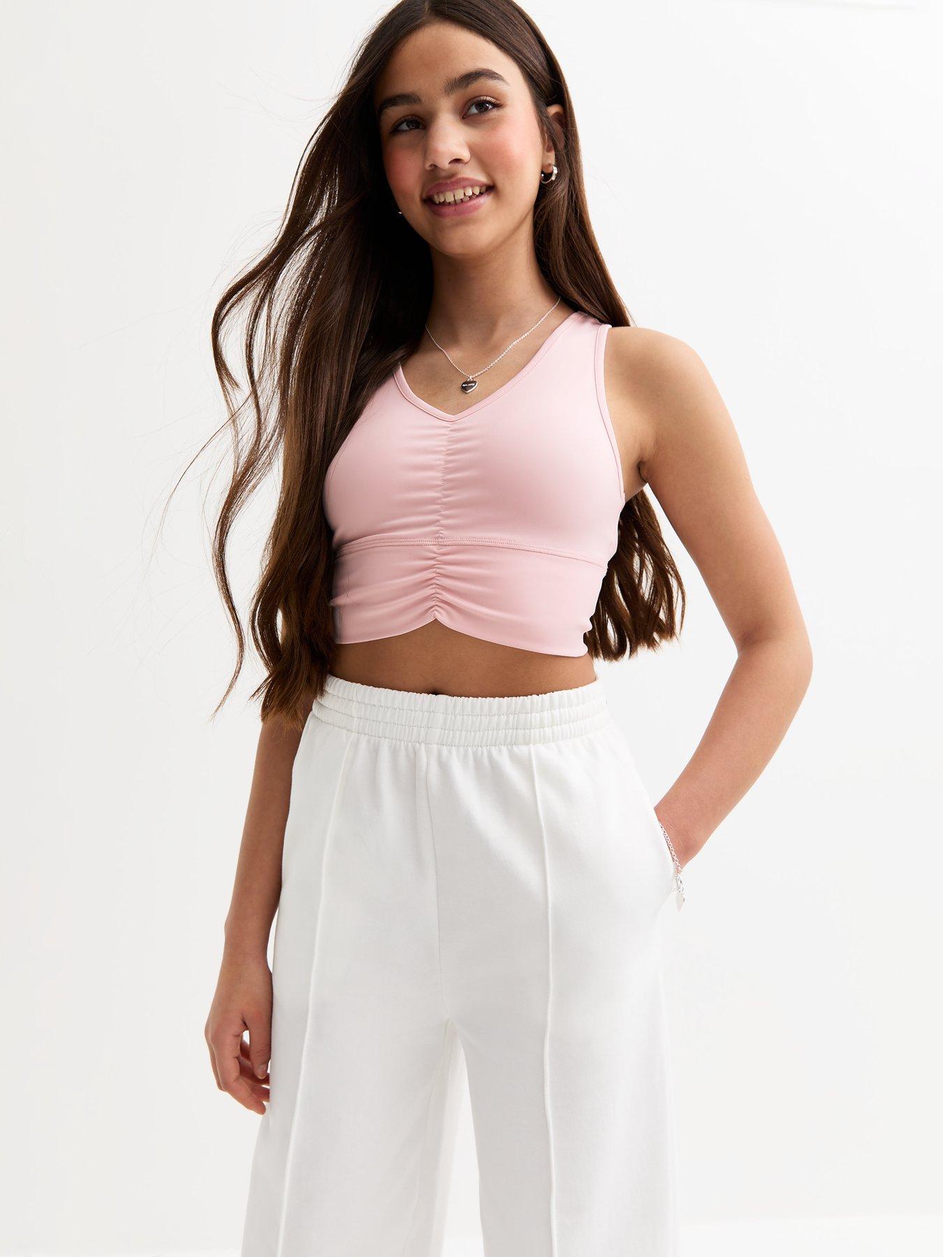 undefined Girls Ruched Front Bralet Top - Pink