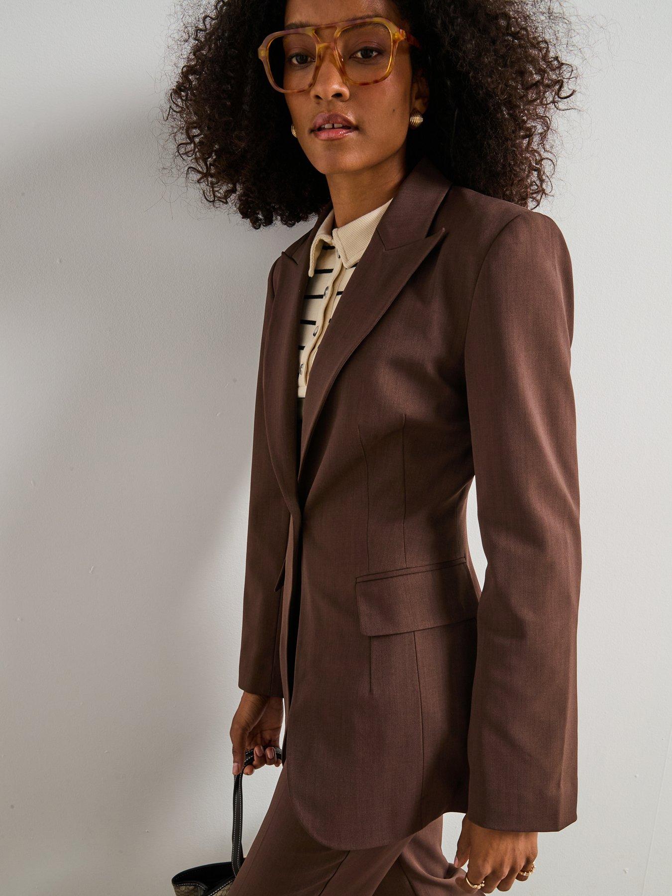 Image 5 of 6 of V by Very Sculpted Blazer - Brown