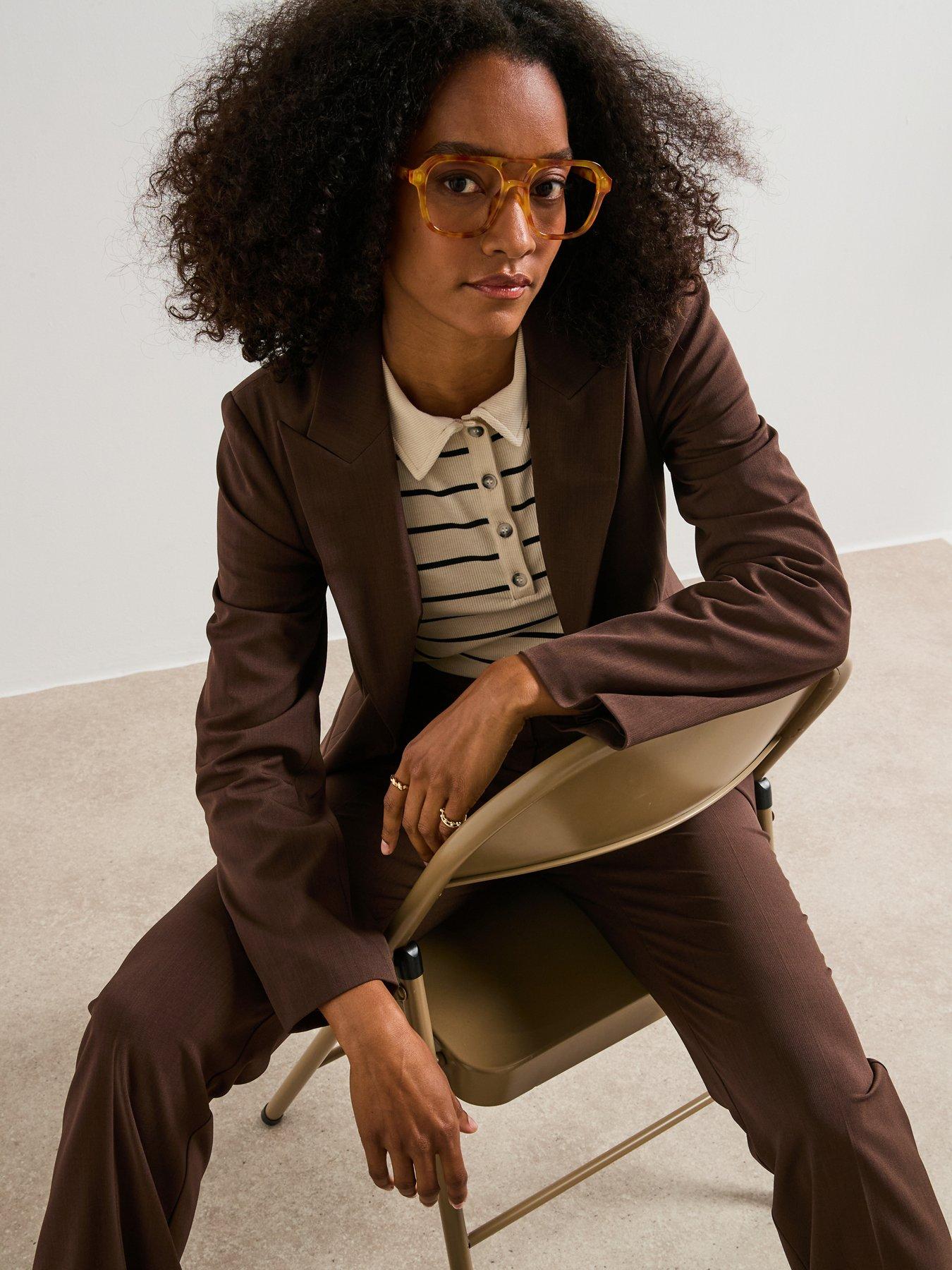 Image 6 of 6 of V by Very Sculpted Blazer - Brown