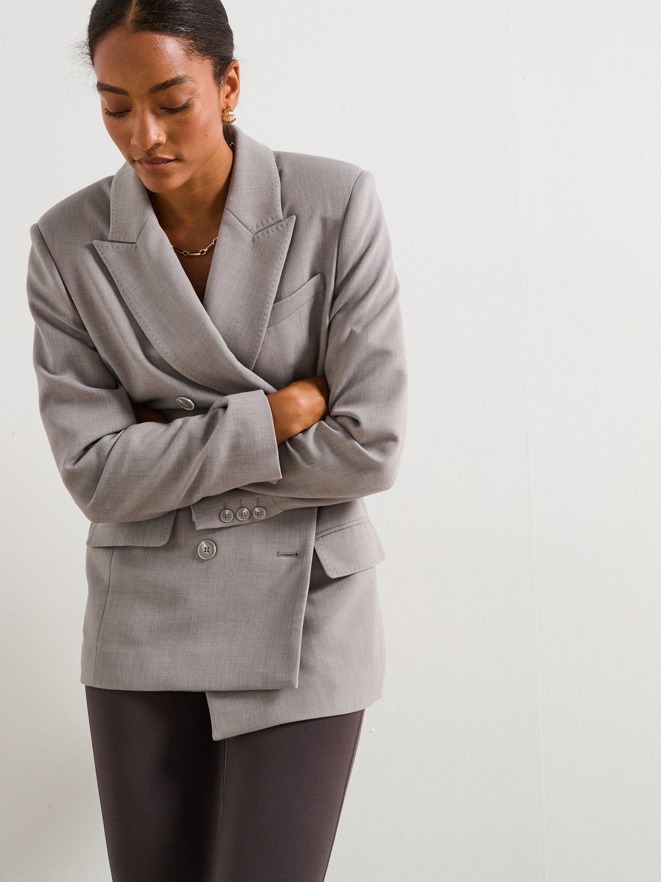 Image 3 of 6 of V by Very Structured Double Breast&nbsp;Blazer - Grey