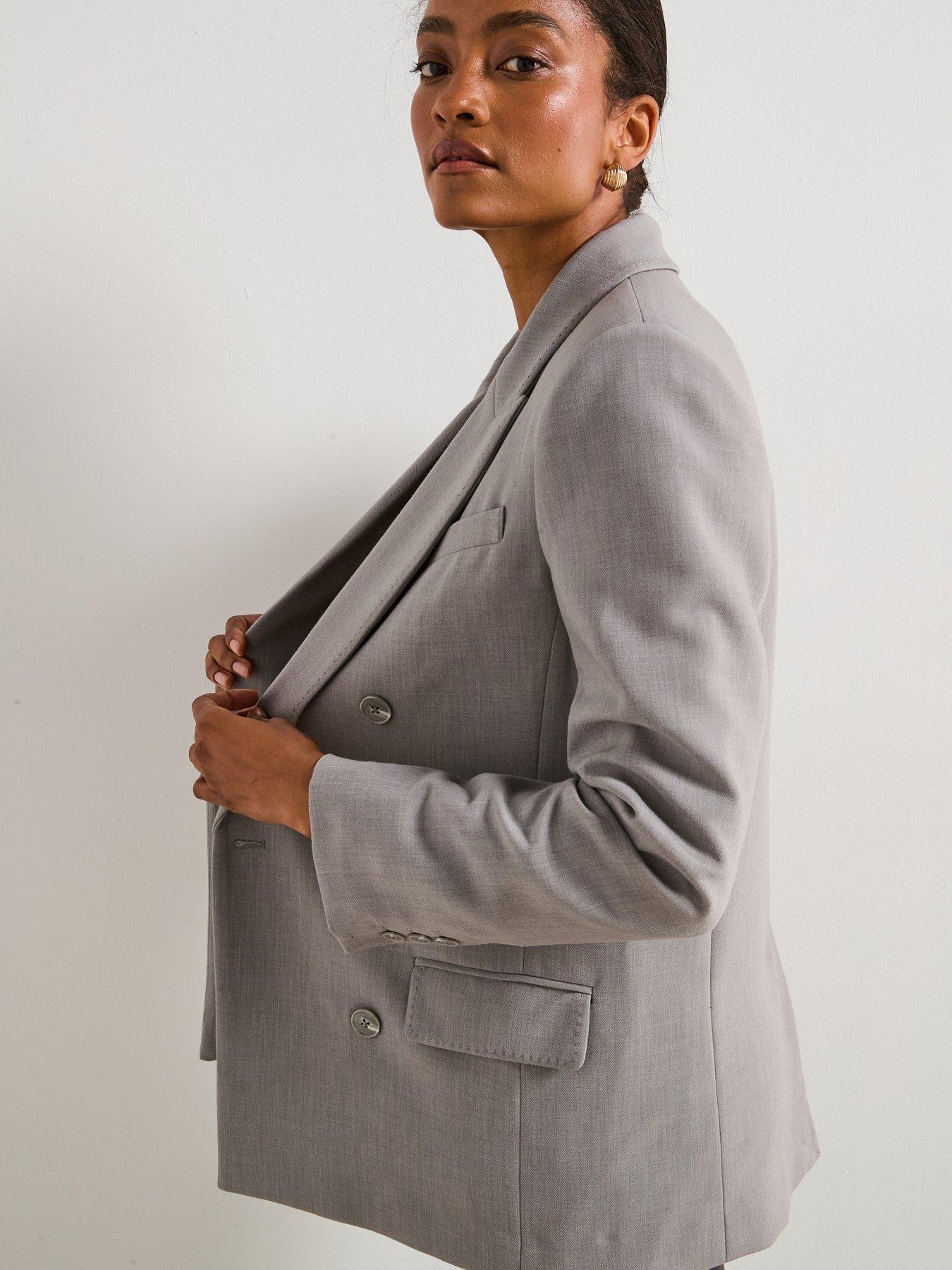Image 5 of 6 of V by Very Structured Double Breast&nbsp;Blazer - Grey