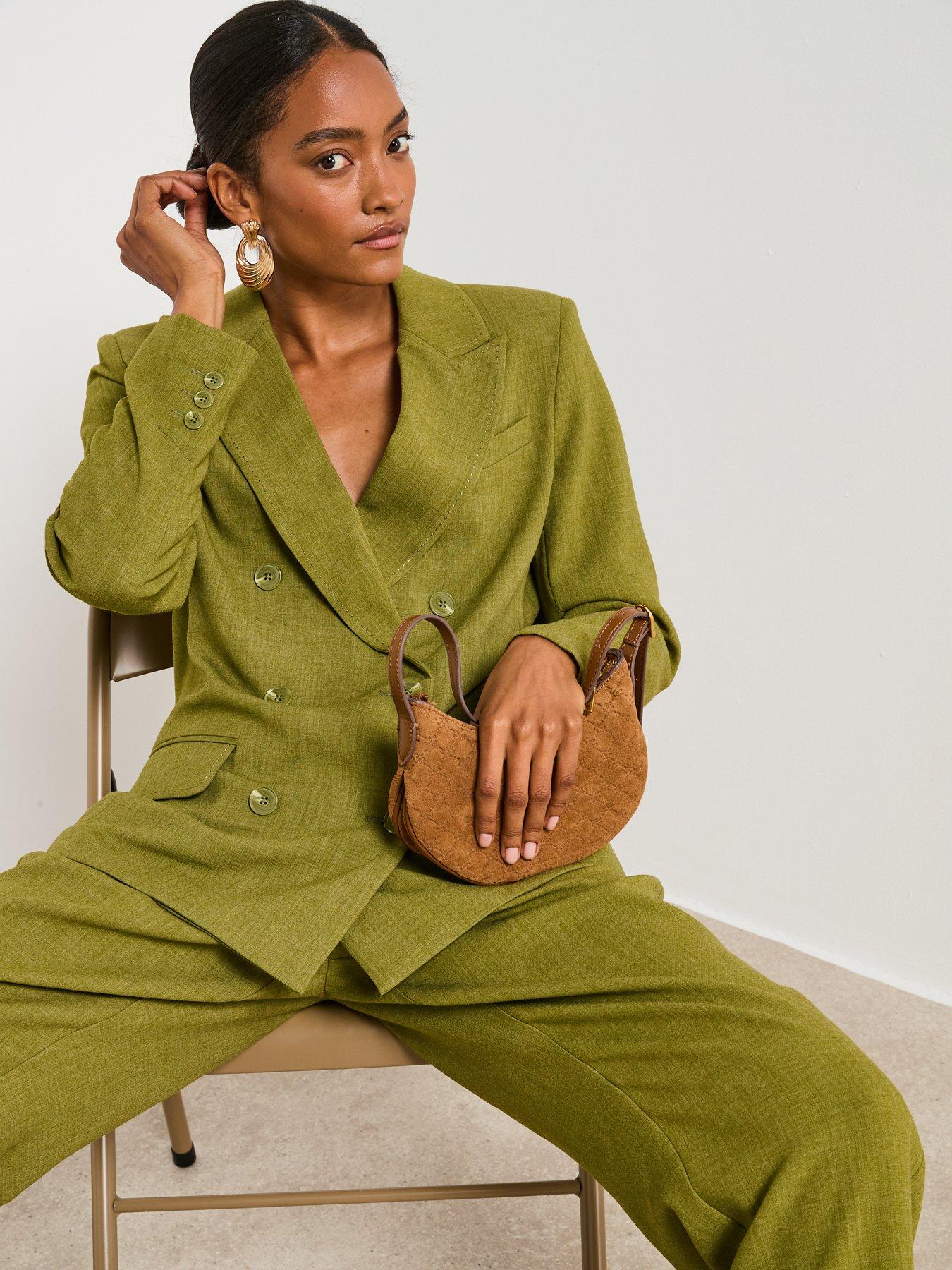 Image 4 of 6 of V by Very Structured Double Breast Blazer - Green
