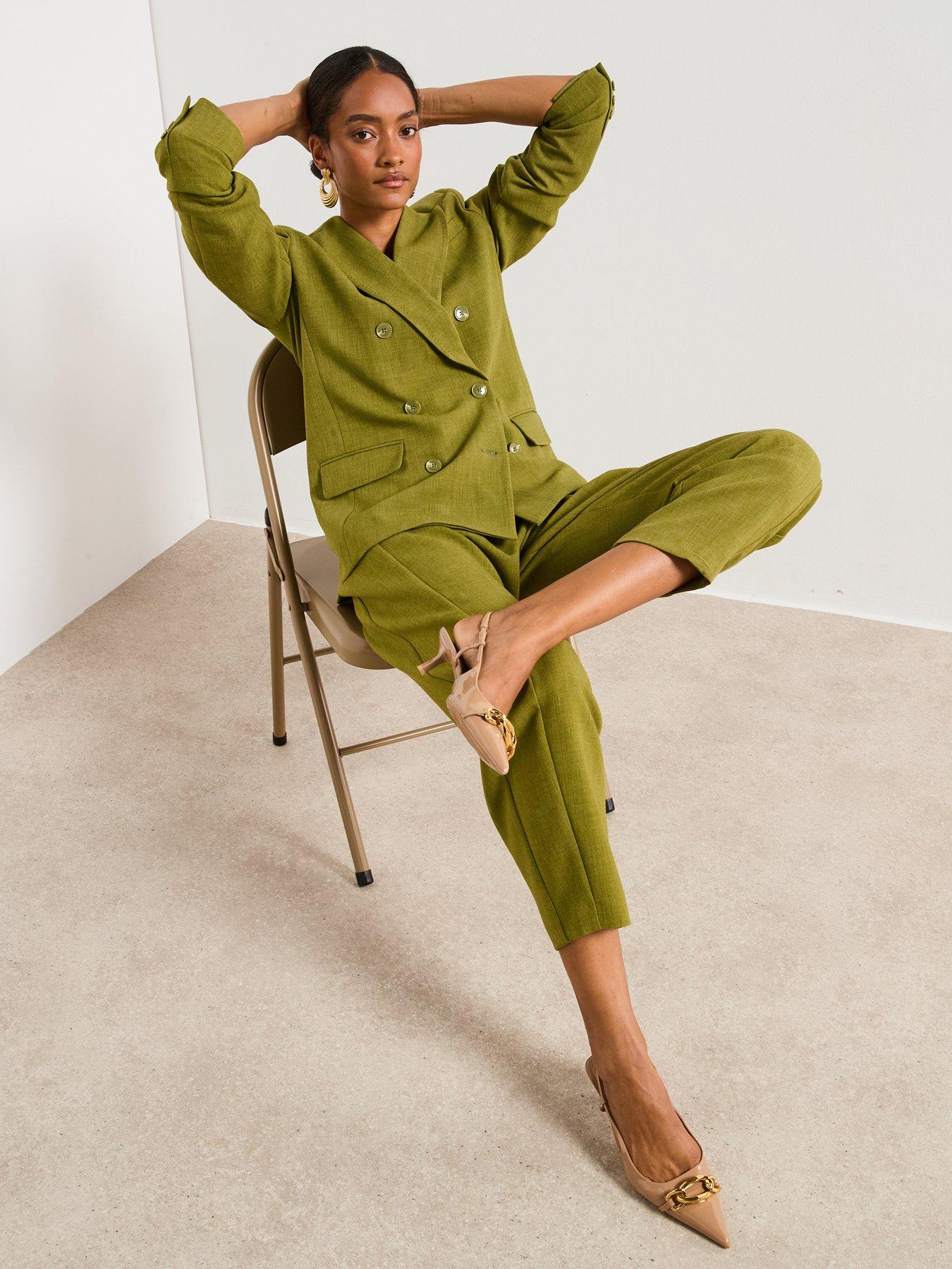 Image 5 of 6 of V by Very Structured Double Breast Blazer - Green
