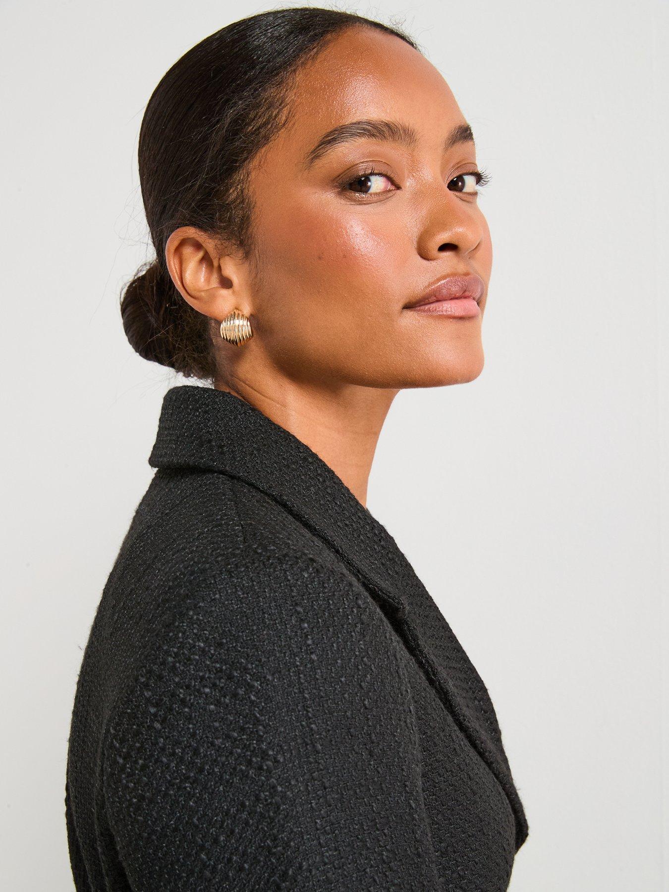 Image 4 of 6 of V by Very Textured Single Breasted Blazer - Black