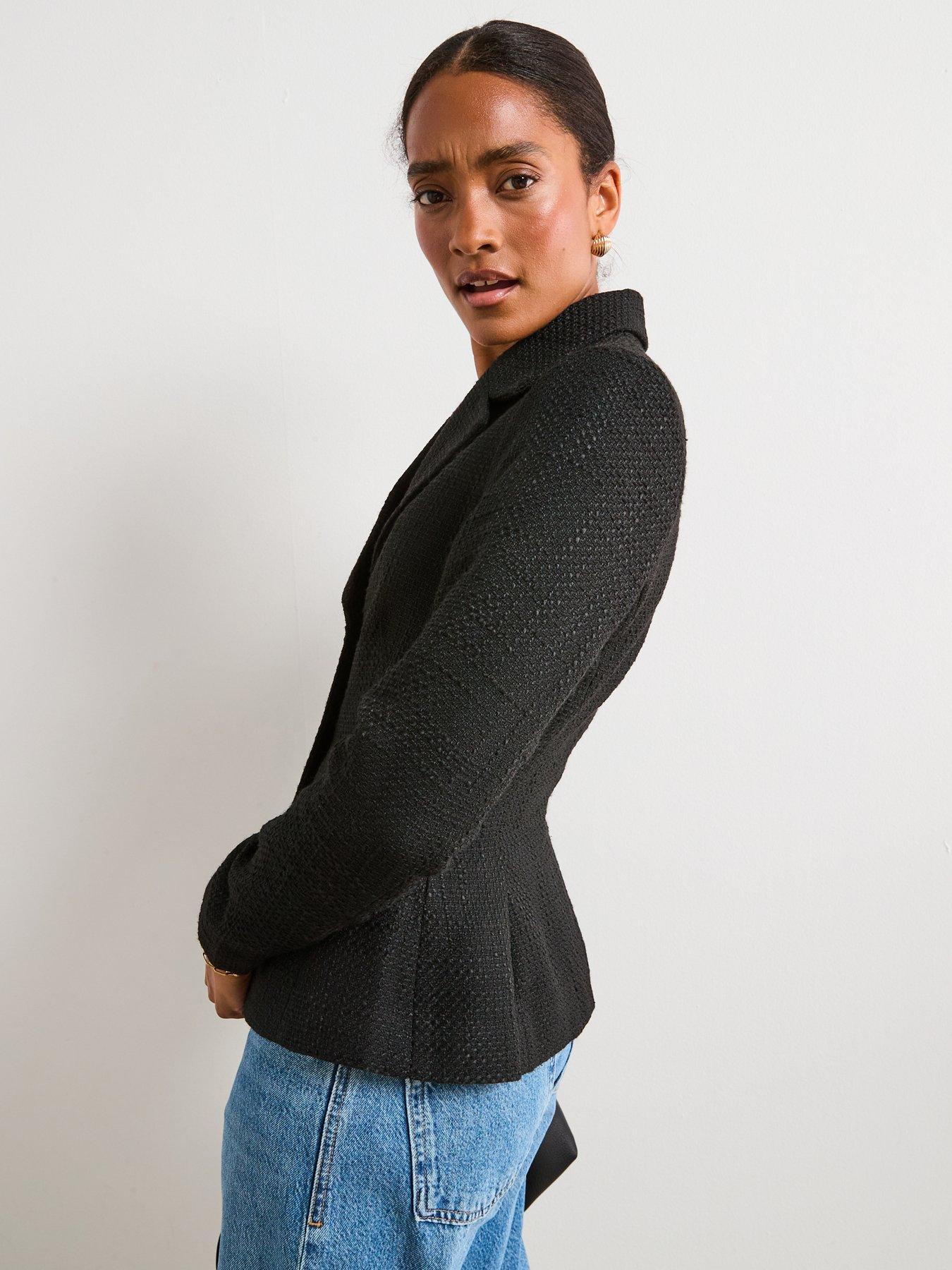 Image 6 of 6 of V by Very Textured Single Breasted Blazer - Black