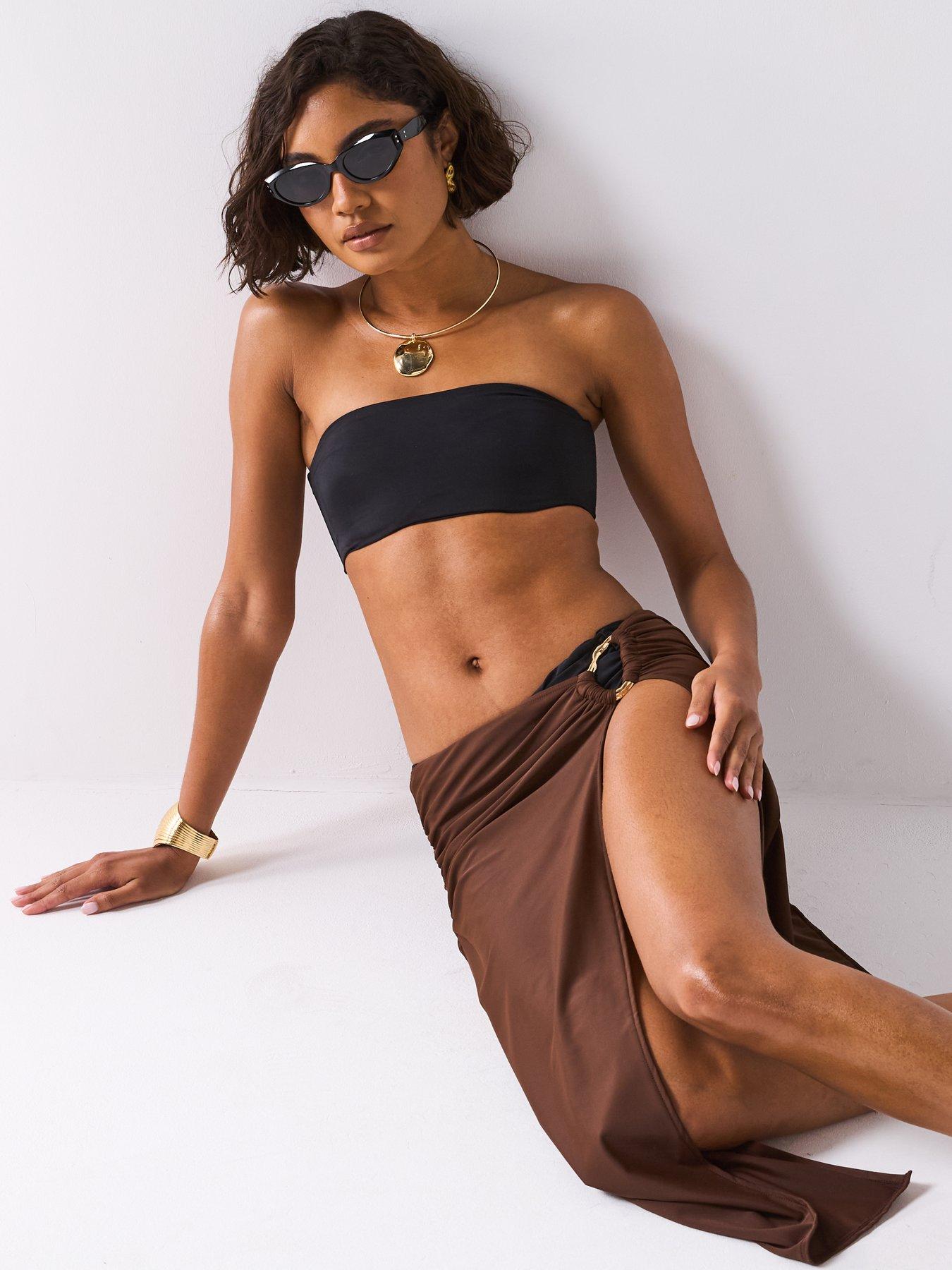 Image 4 of 6 of Moda Minx Long Slit Maxi Skirt - Coffee