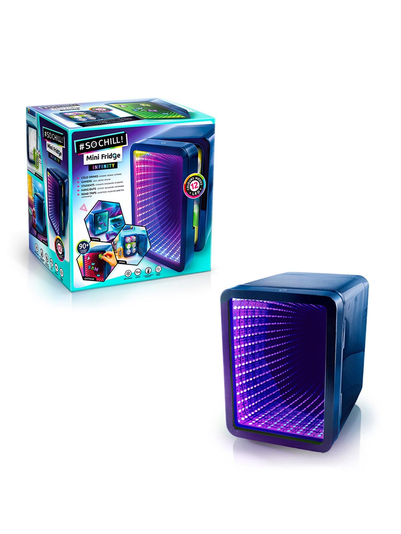  image of so-chill-mini-fridge-infinity-chills-6-regular-cans-mirror-effect-lednbspdoor-dark-blue