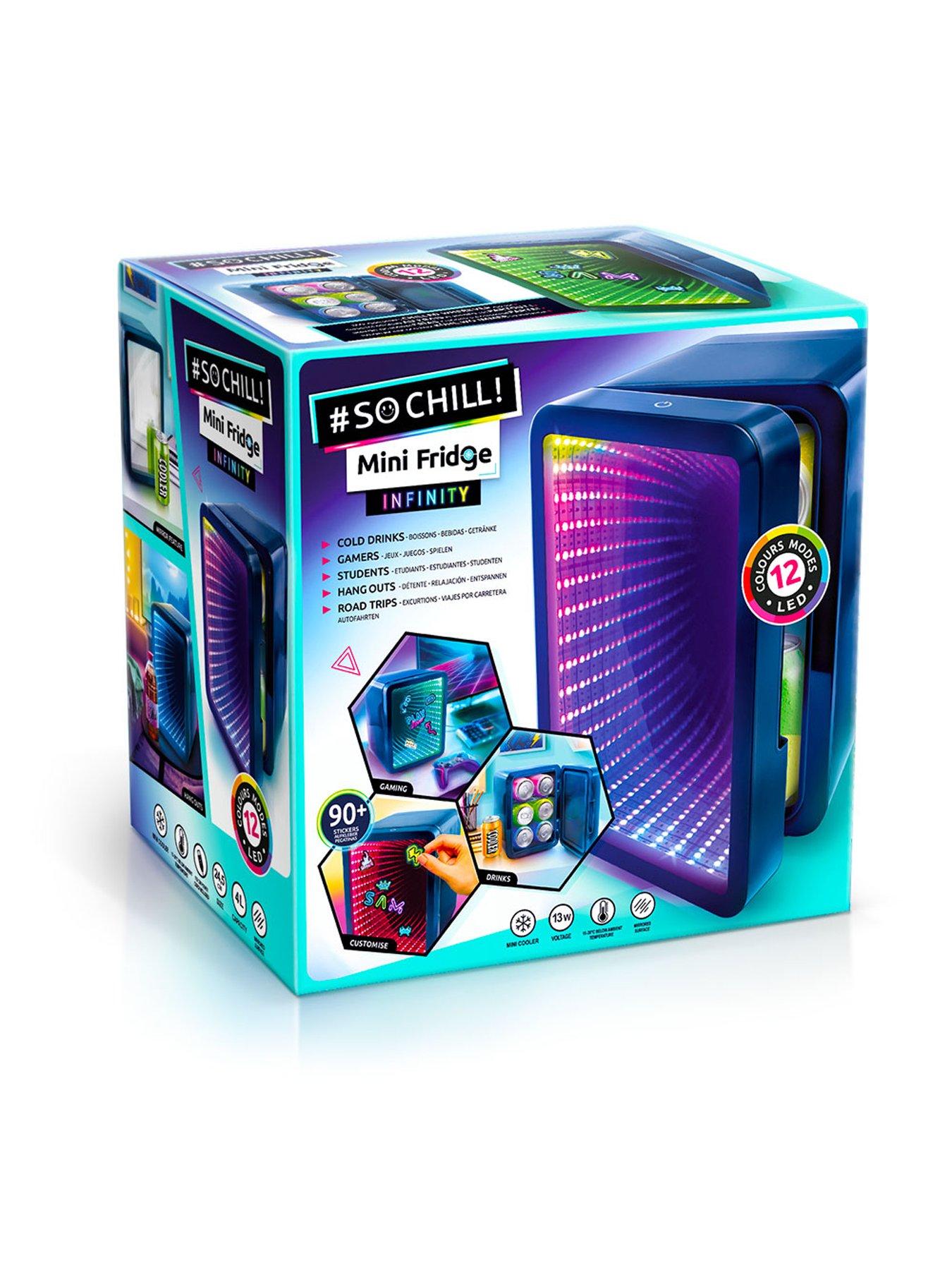  image of so-chill-mini-fridge-infinity-chills-6-regular-cans-mirror-effect-lednbspdoor-dark-blue