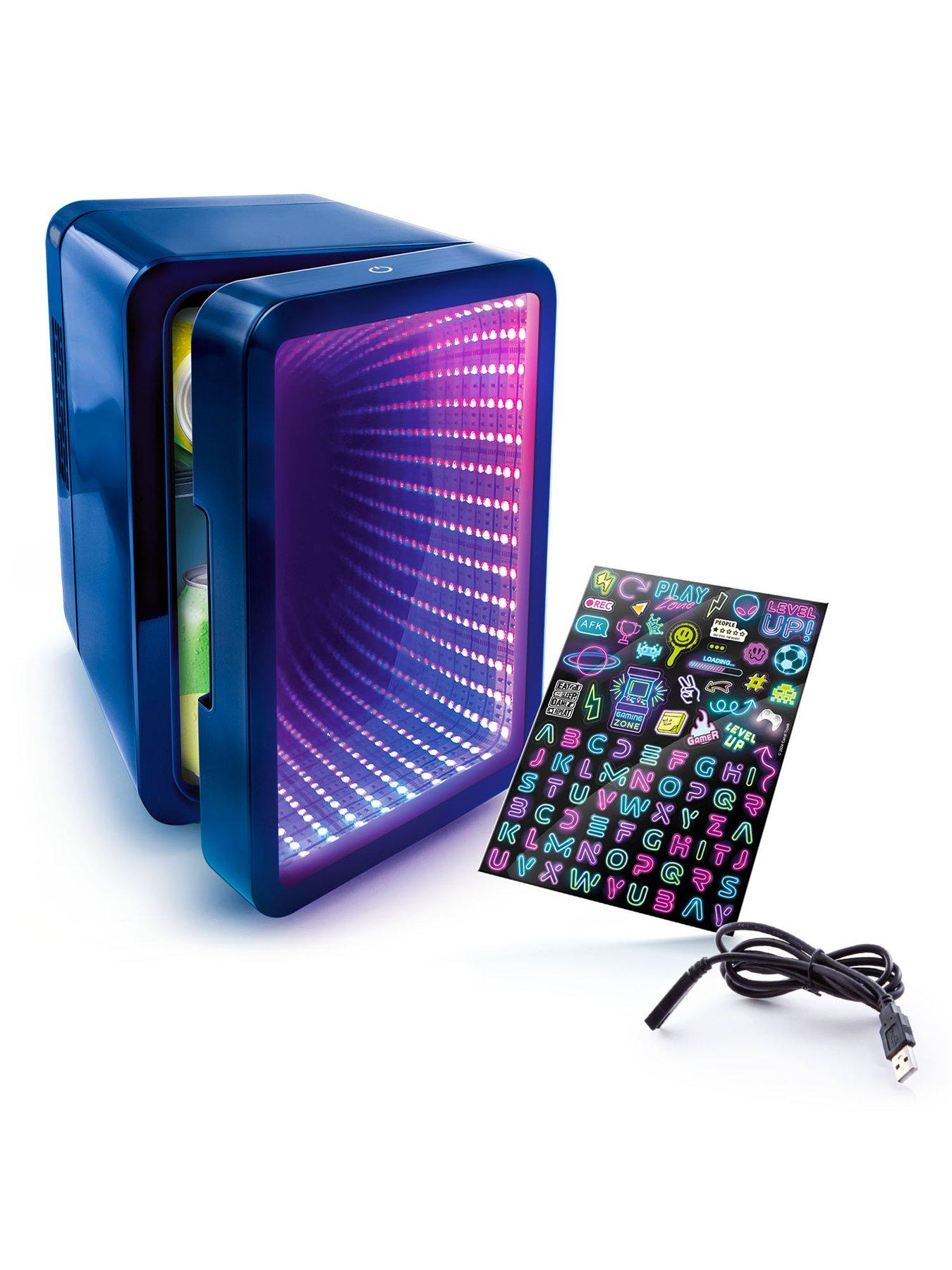  image of so-chill-mini-fridge-infinity-chills-6-regular-cans-mirror-effect-lednbspdoor-dark-blue