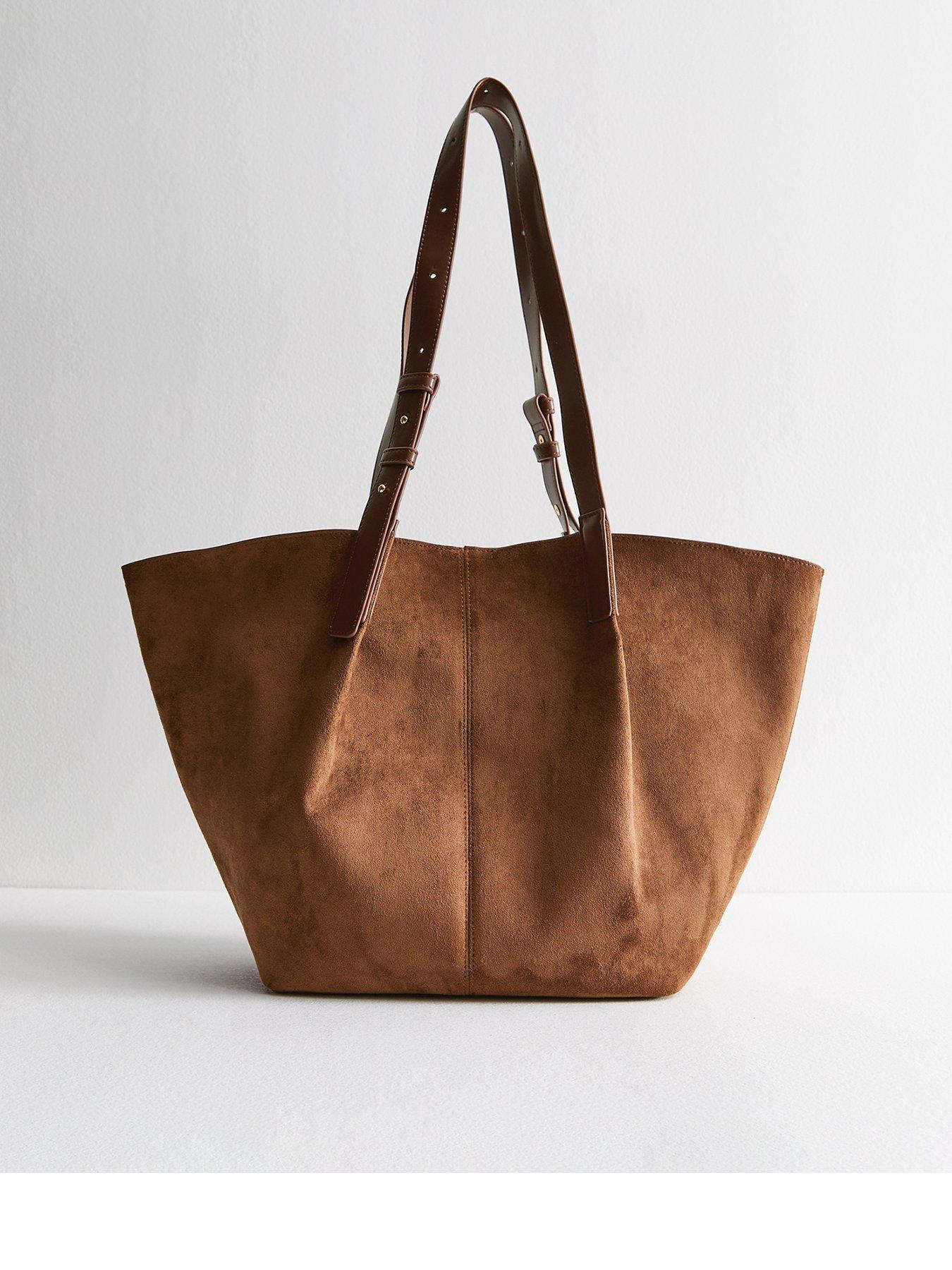 undefined Chestnut Faux Suede Large Tote Bag