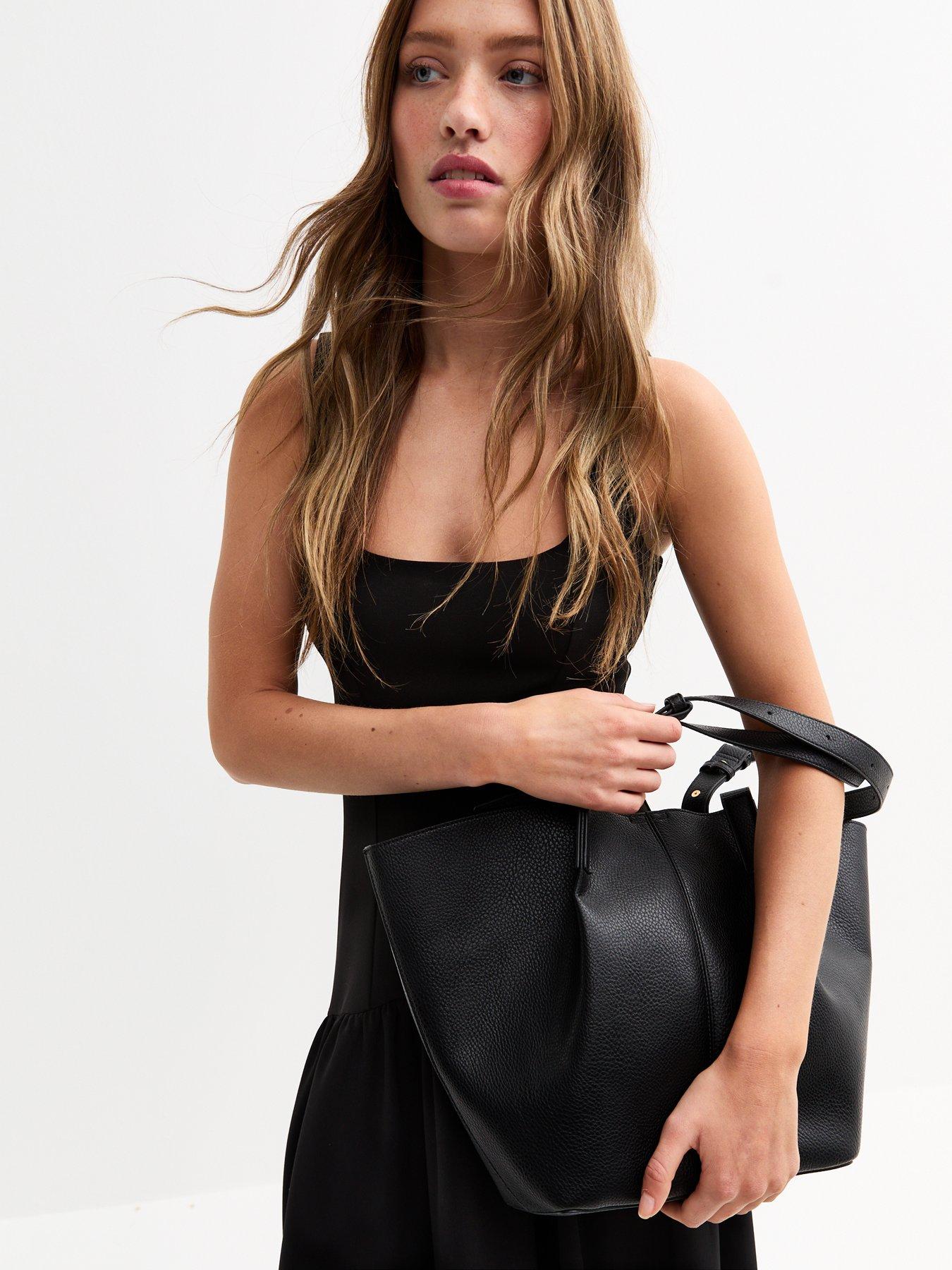 New Look Grained Faux Leather Large Tote Bag - Black | Littlewoods
