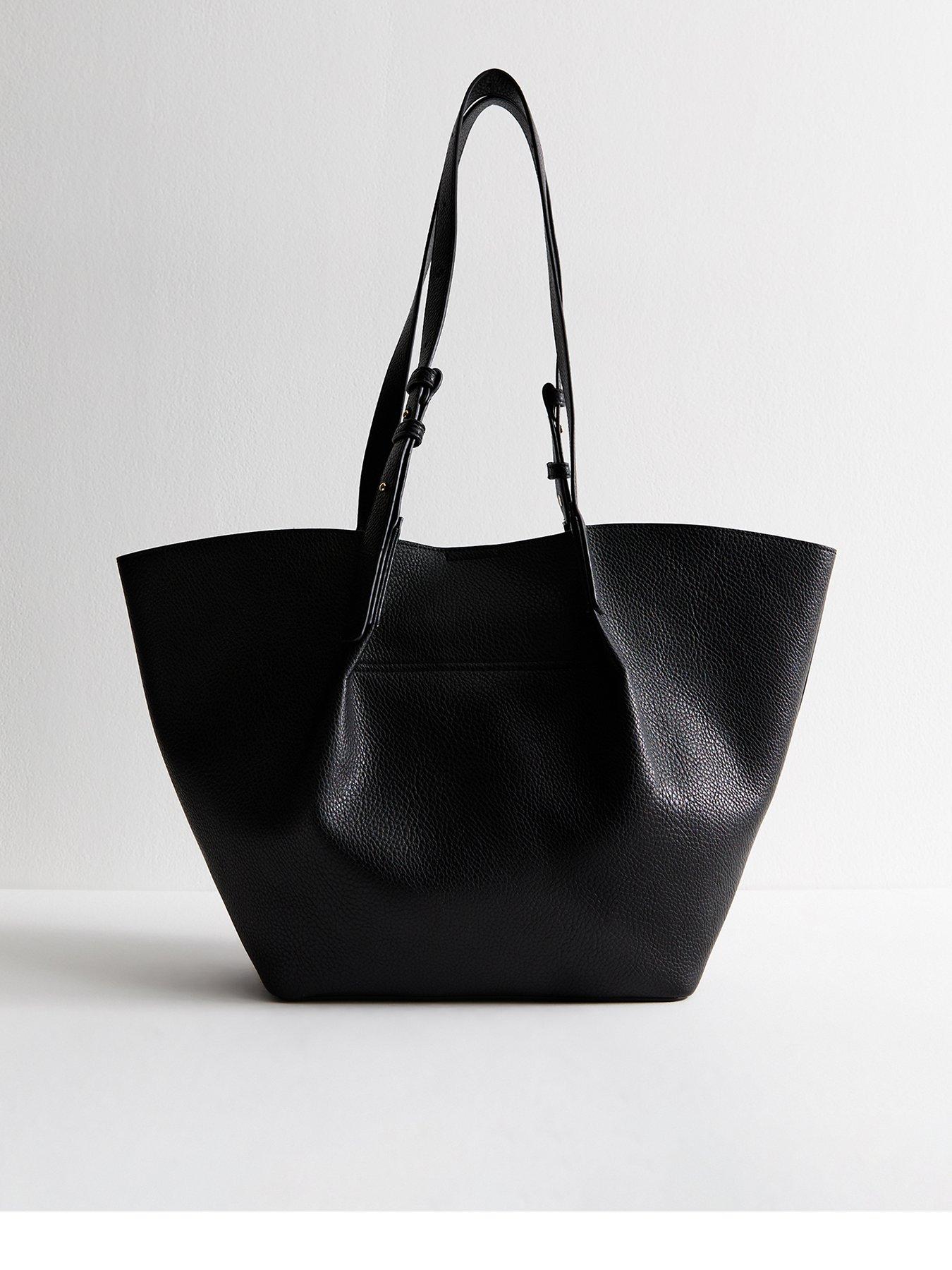 New Look Grained Faux Leather Large Tote Bag - Black | Littlewoods