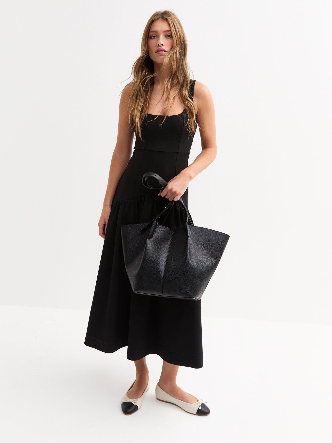 New Look Grained Faux Leather Large Tote Bag - Black | Littlewoods