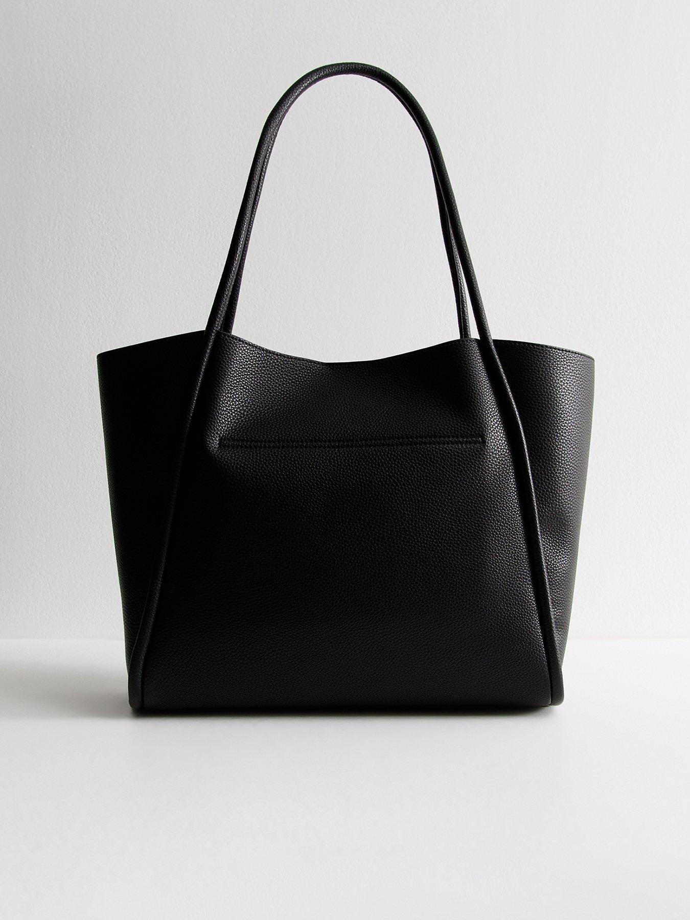  image of new-look-faux-leather-rolled-seam-tote-bag-black