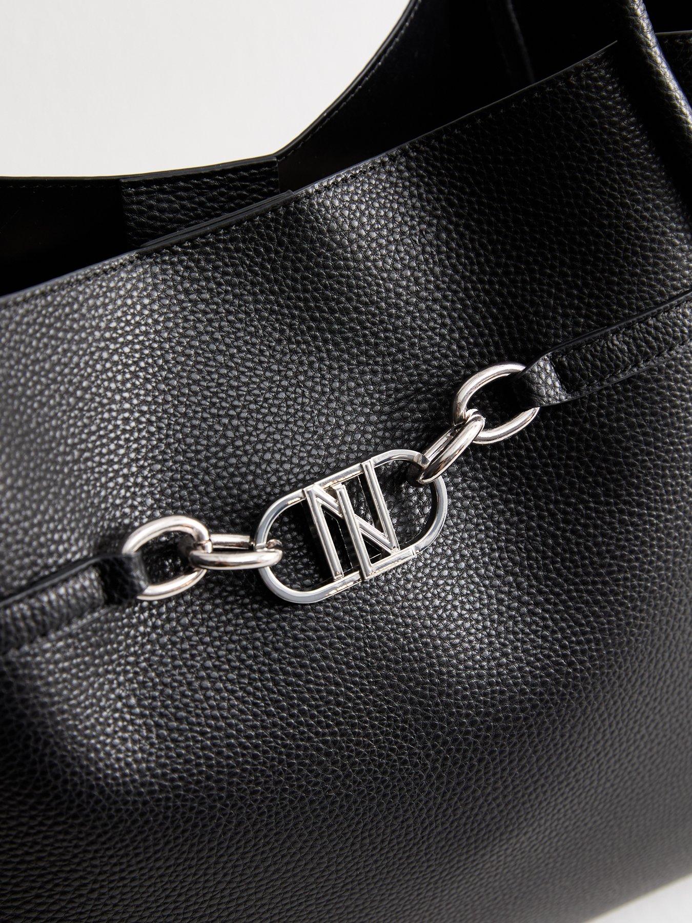  image of new-look-faux-leather-rolled-seam-tote-bag-black