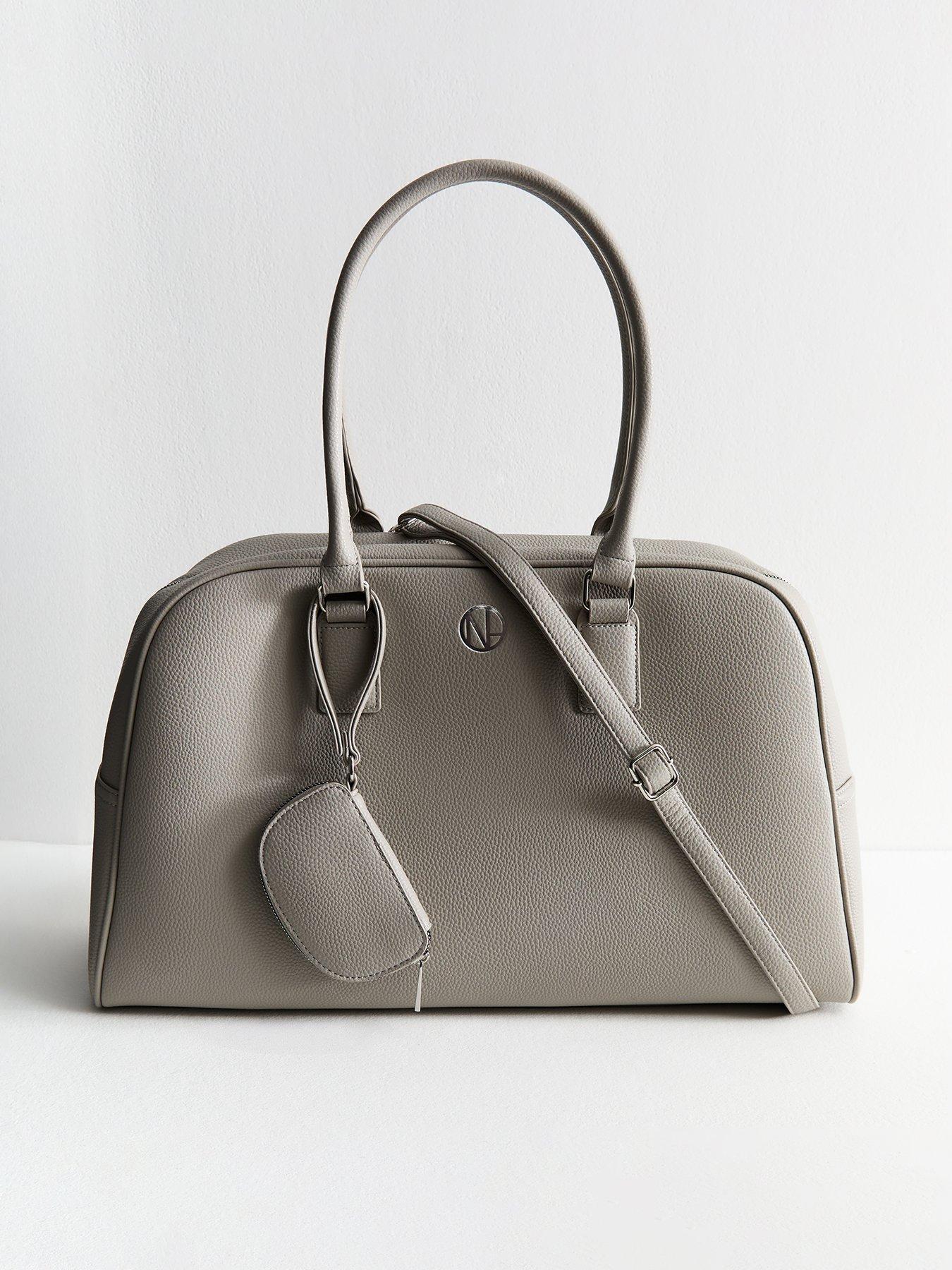 undefined Faux Leather Large Weekend Bag - Light Grey