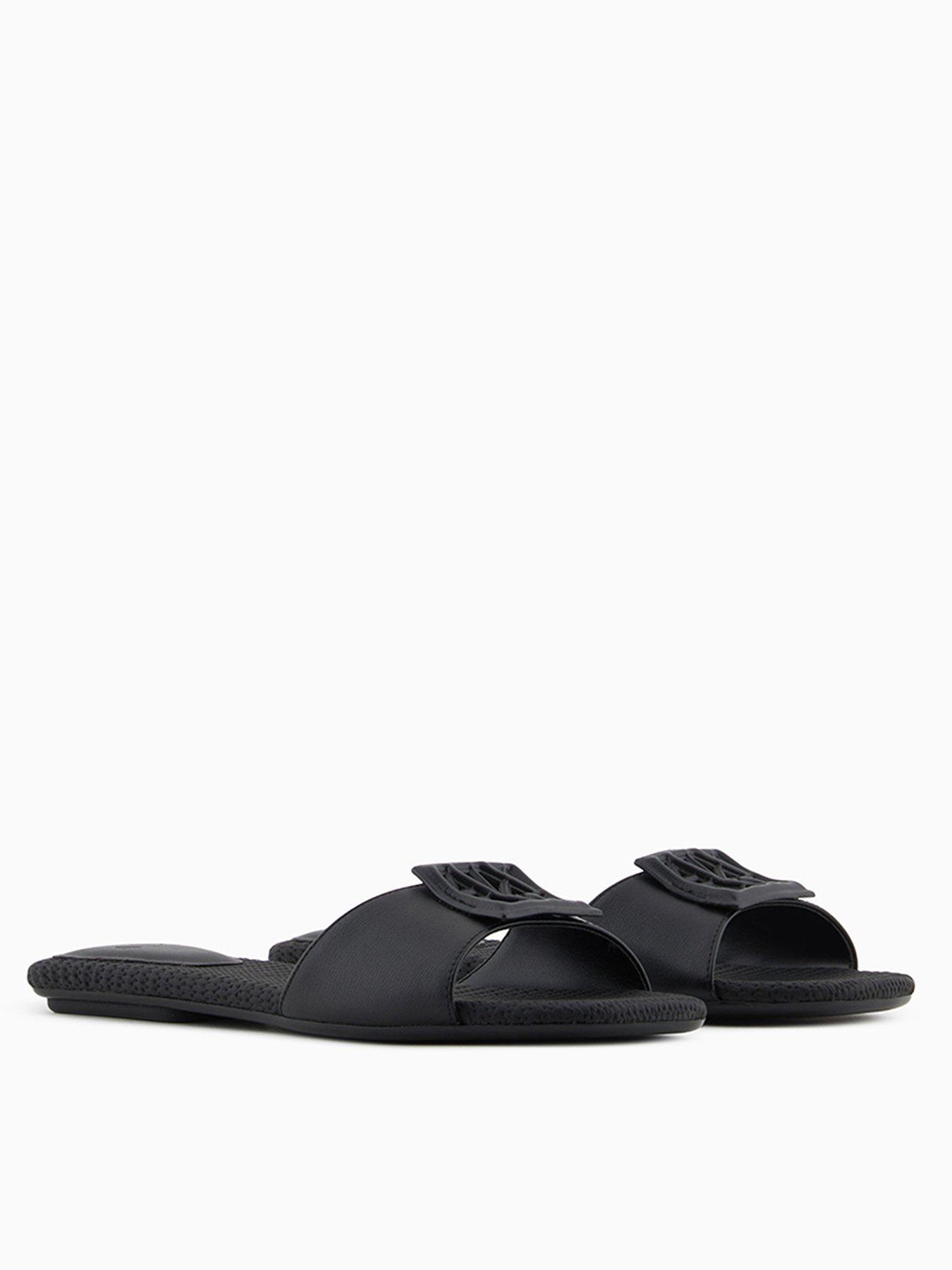 undefined Logo Flat Sandals - Black