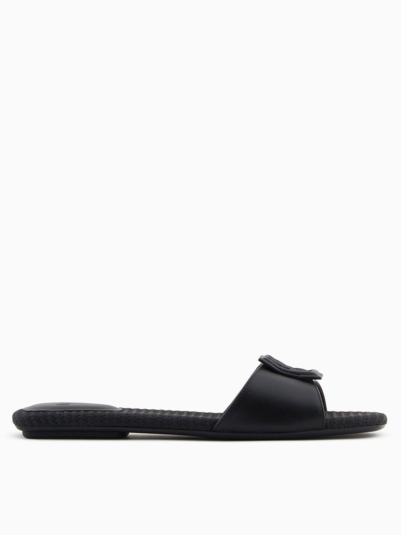 undefined Logo Flat Sandals - Black