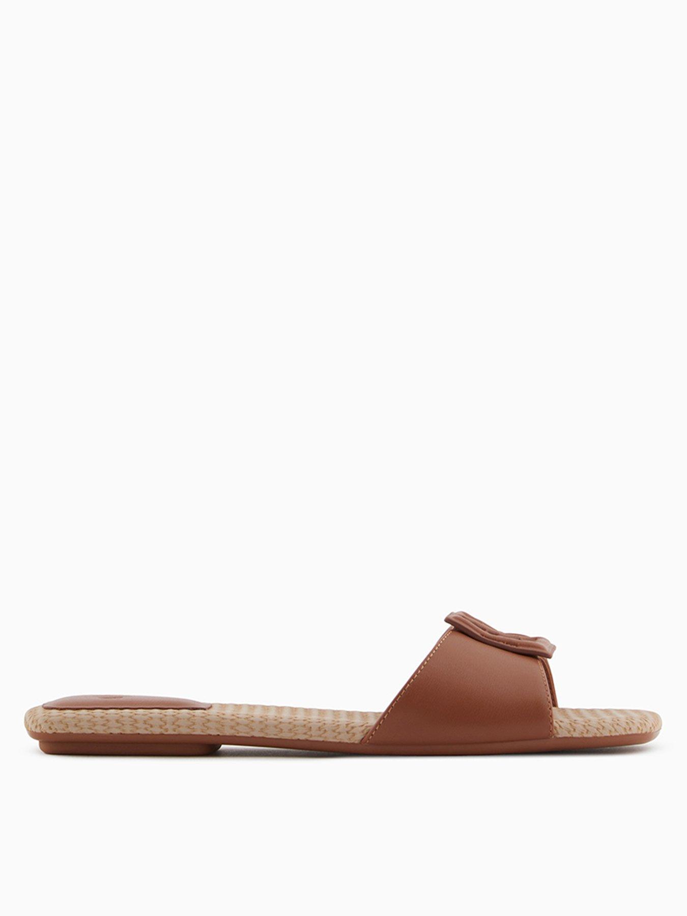 undefined Logo Flat Sandals - Brown