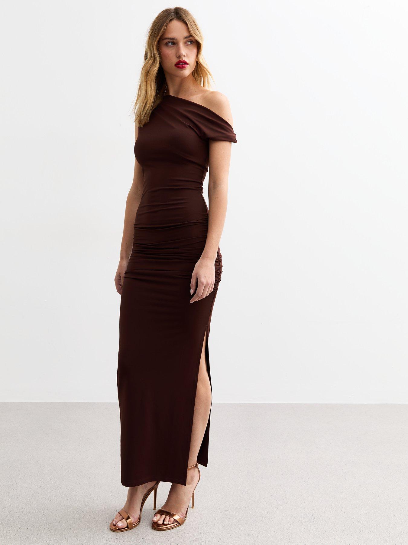 new-look-twist-shoulder-maxi-dress-brown