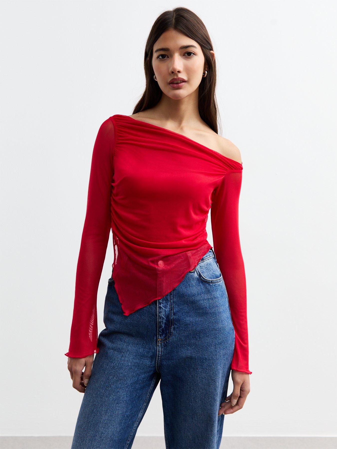 undefined Asymmetric Mesh Top - Red