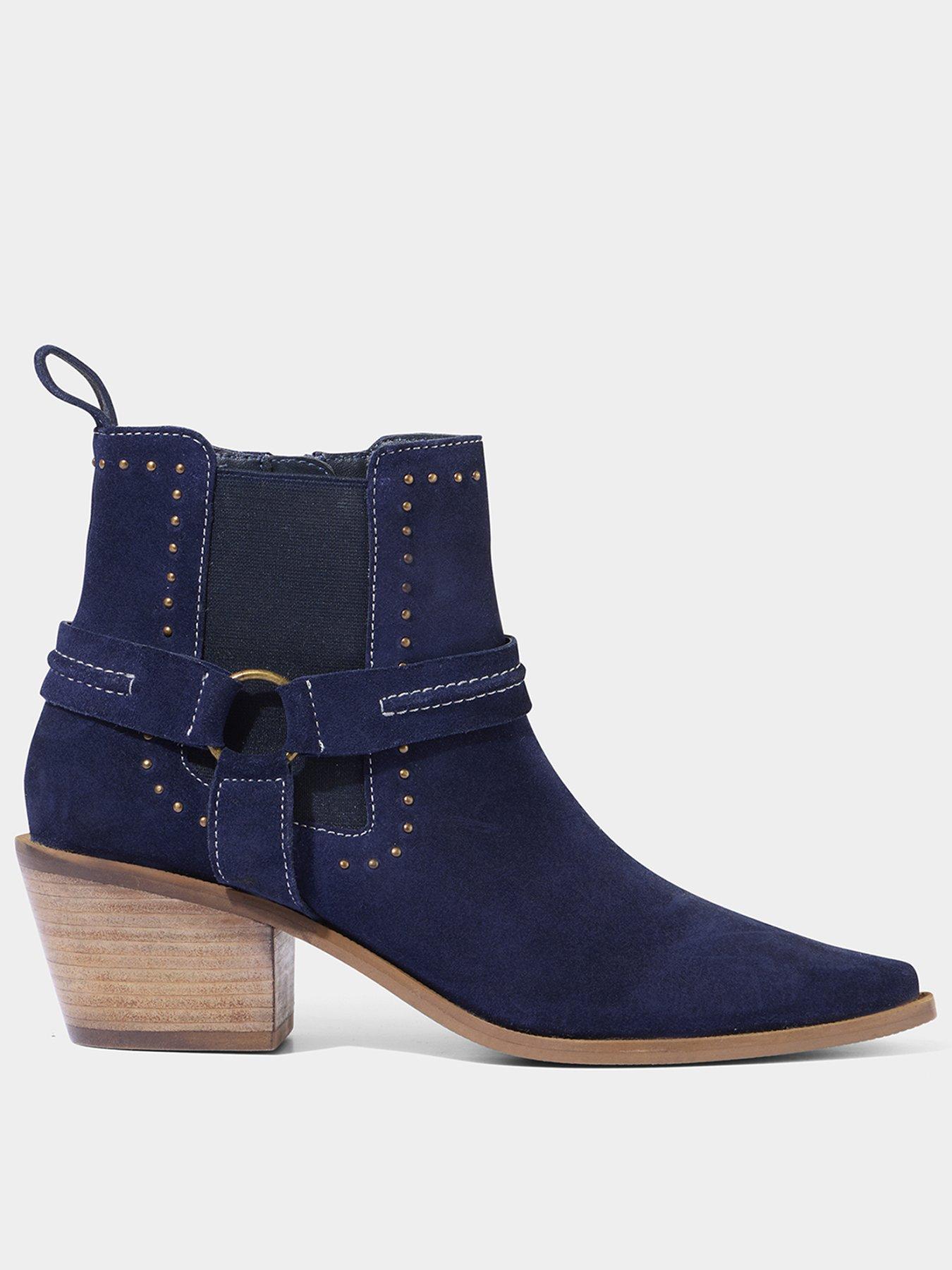  image of joe-browns-down-south-studded-suede-boots-navy