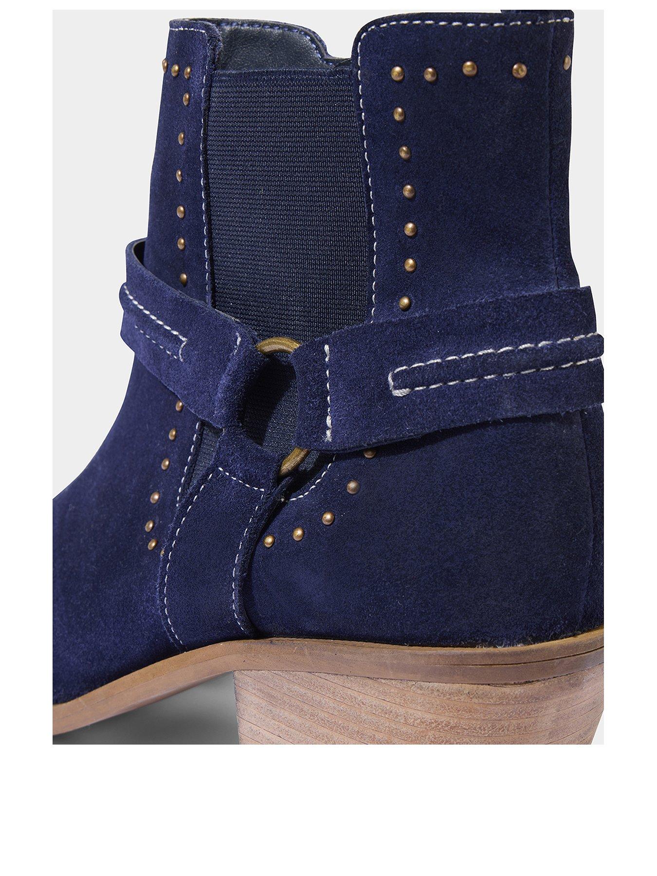  image of joe-browns-down-south-studded-suede-boots-navy