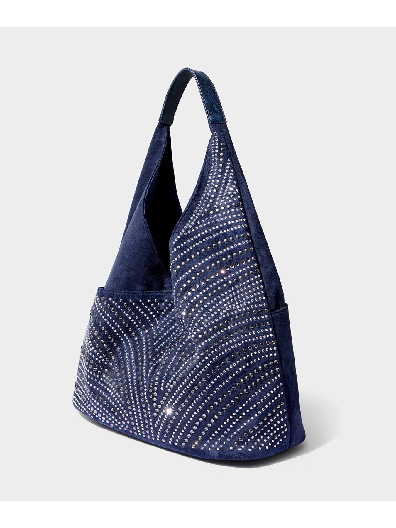  image of joe-browns-sparkle-studded-boho-shoulder-bag-navy
