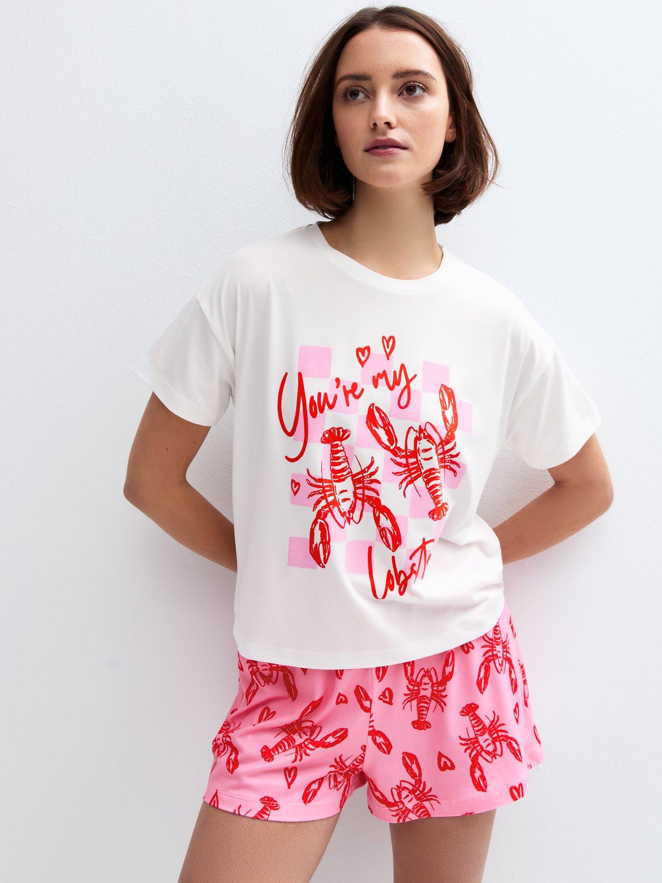 new-look-white-youre-my-lobster-print-shorts-pyjamas
