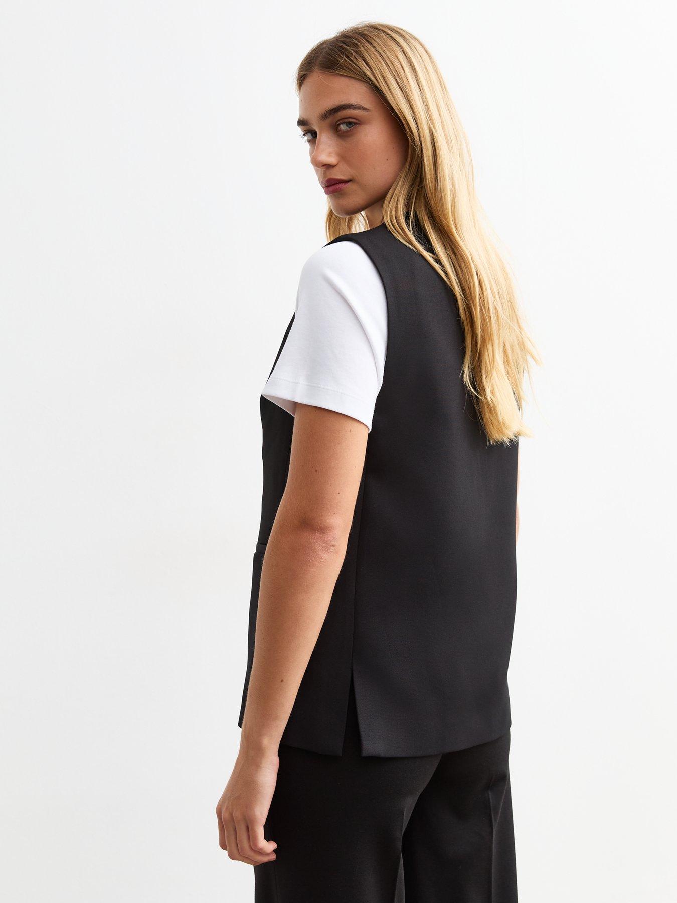  image of new-look-one-button-tailored-waistcoat-black