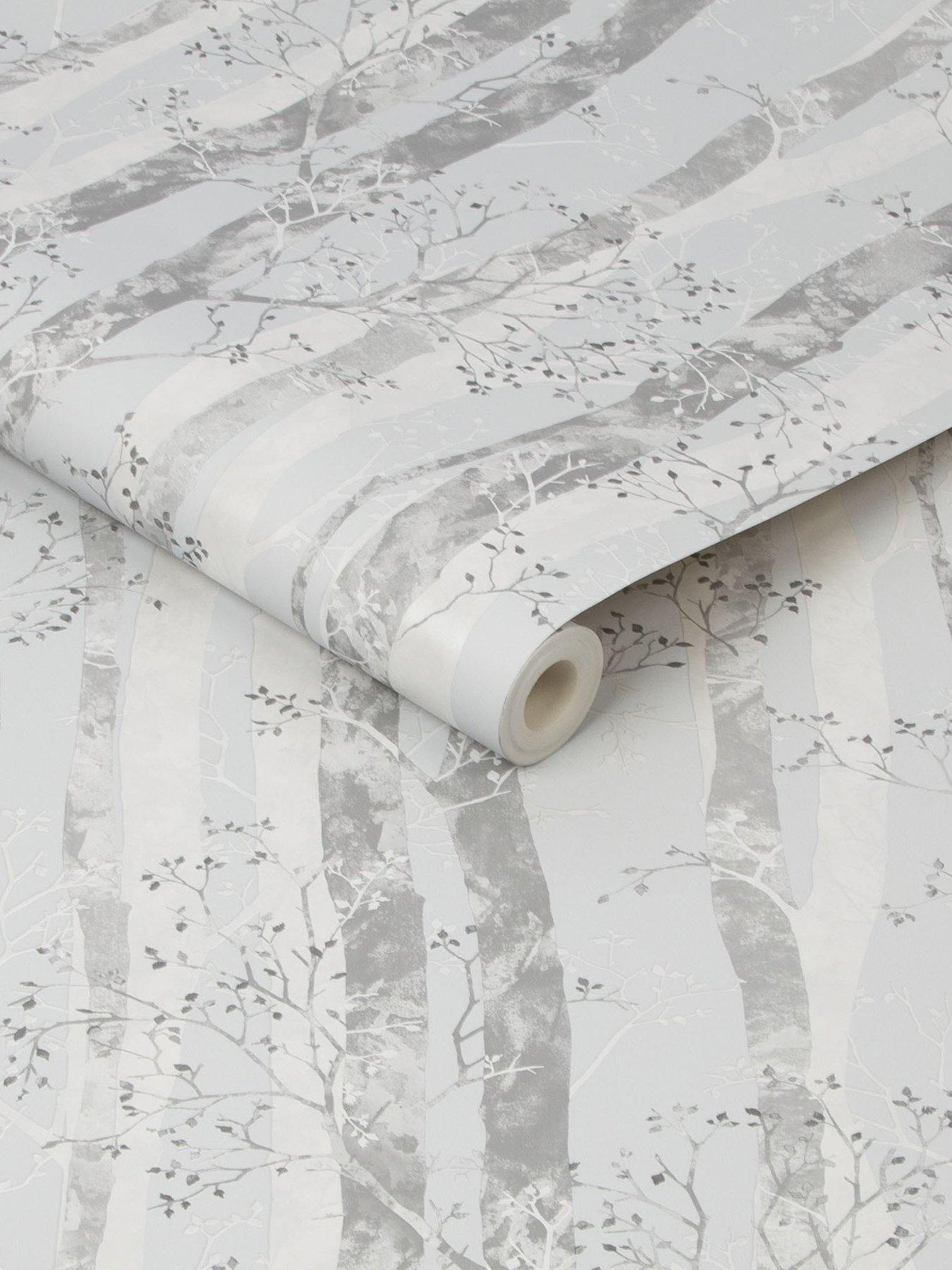 image of sublime-dappled-trees-grey-silver-wallpaper