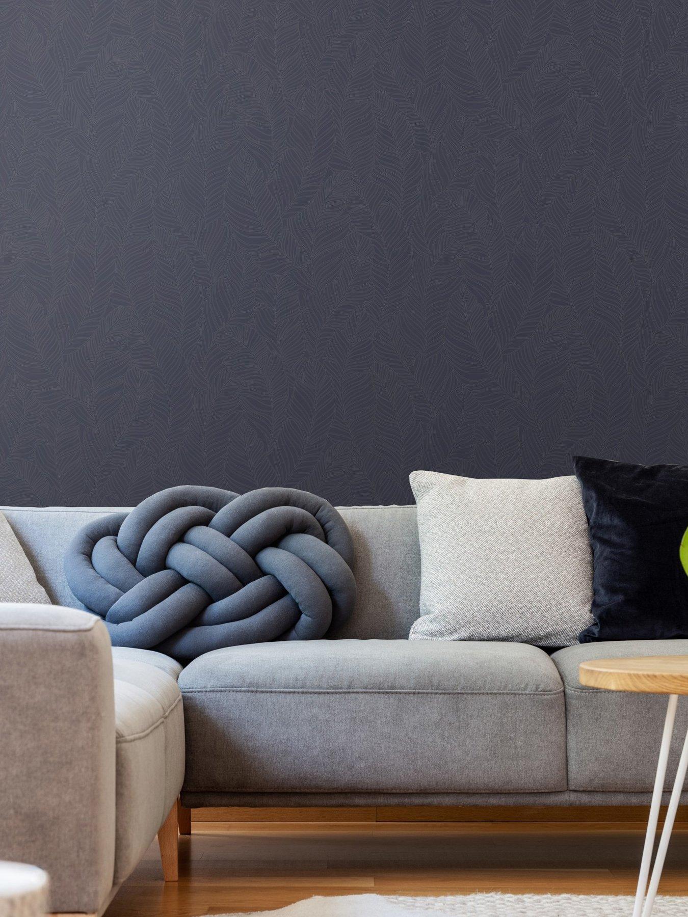 undefined Leaf All Over - Navy Wallpaper